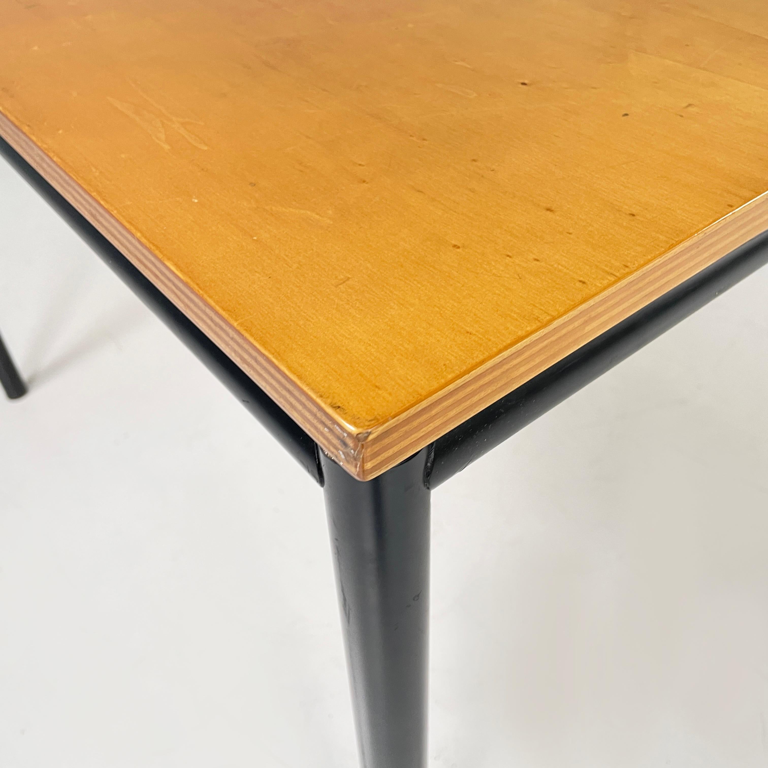 Italian modern Dining table or desk in wood and black metal, 1980s For Sale 1