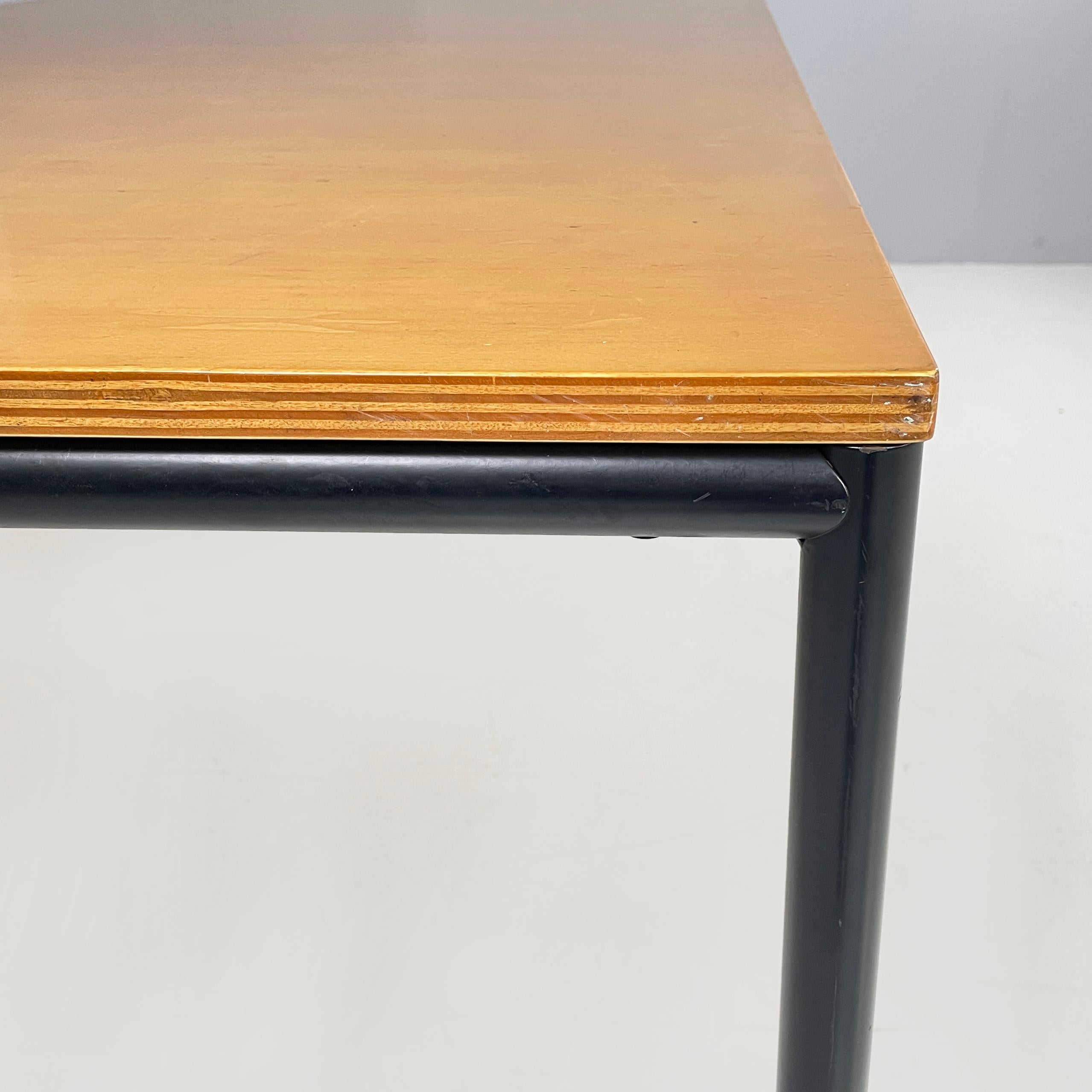 Table de salle à manger ou bureau moderne italien en bois et métal noir, années 1980 en vente 1