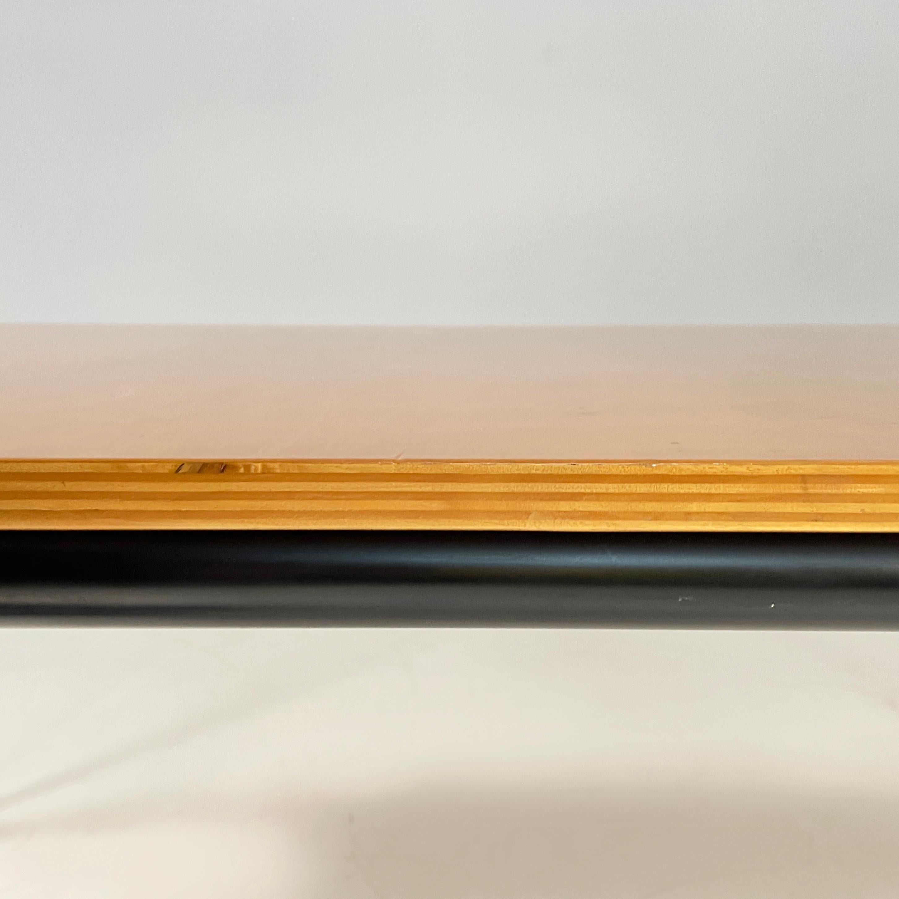 Italian modern Dining table or desk in wood and black metal, 1980s For Sale 3