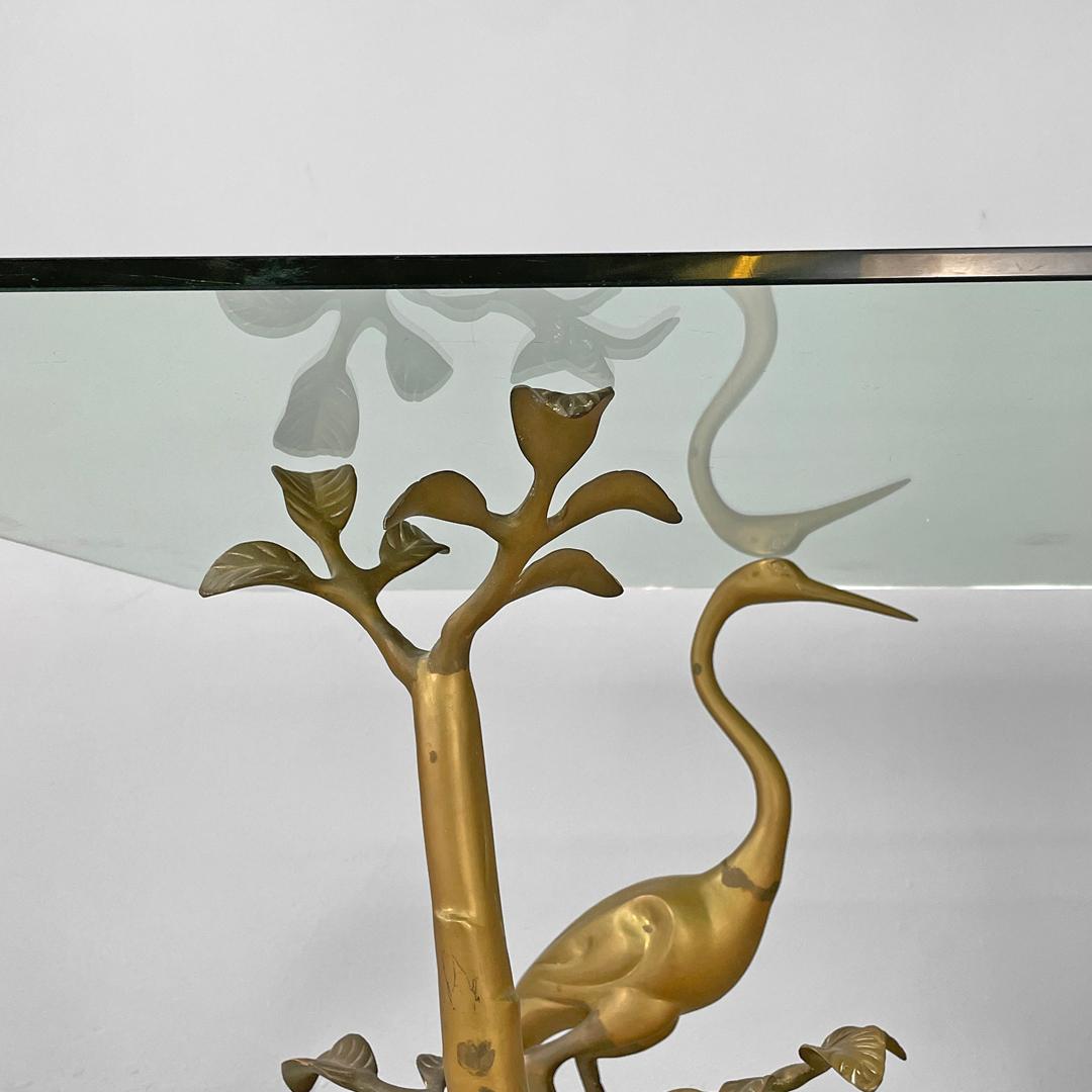 Italian modern dining table with sculpted and decorated brass structure, 1970s For Sale 3