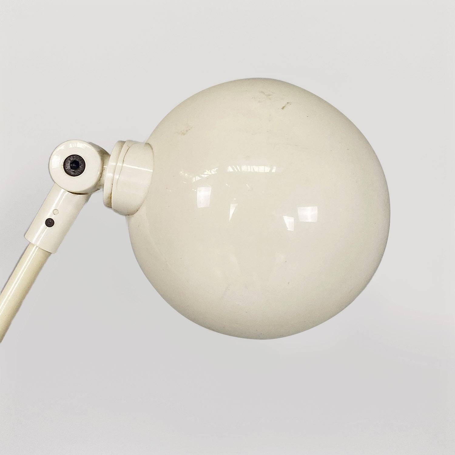 Metal Italian modern directional white metal and plastic floor lamp, 1980s For Sale