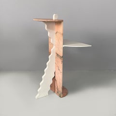 Italian modern display stand in white and pink marble, 1970s