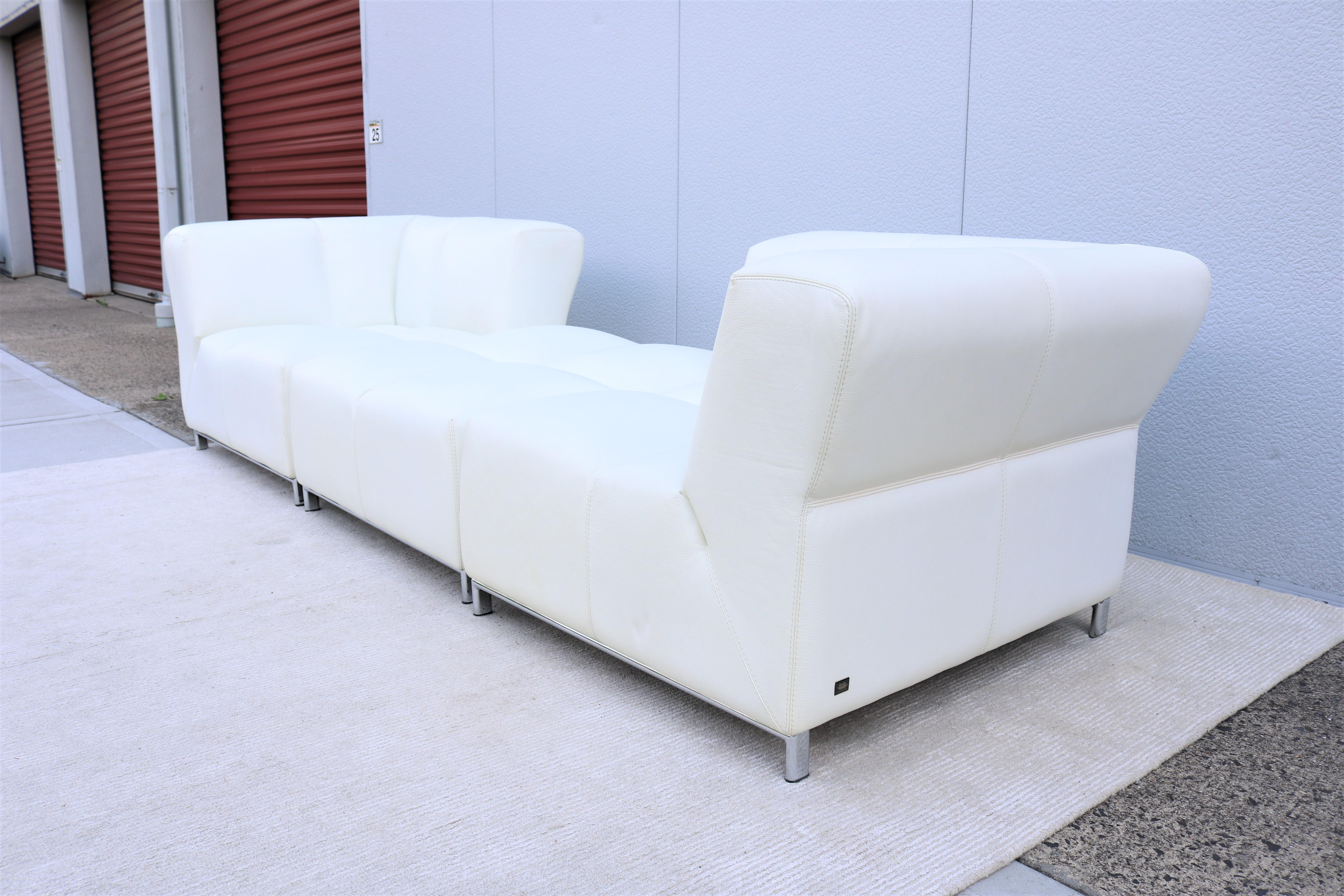 Modulares italienisches Domino-Sofa aus weißem Leder von Gamma Arredamenti (Ende des 20. Jahrhunderts) im Angebot