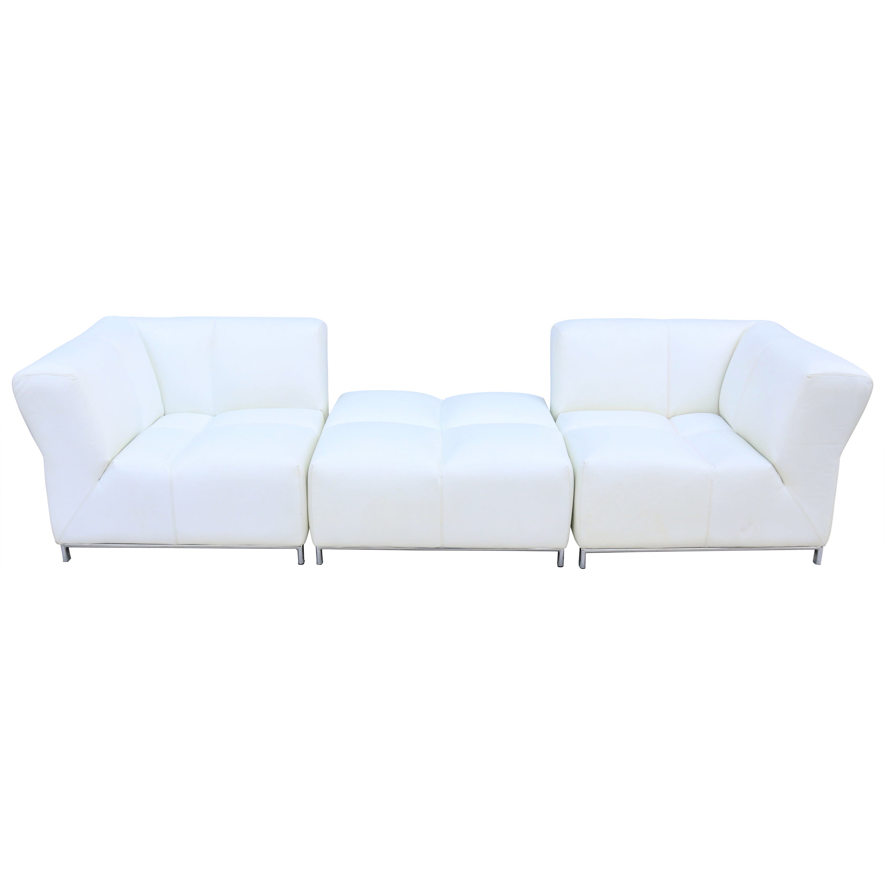 Sofá Modular Italiano Moderno Domino de Piel Blanca by Gamma Arredamenti