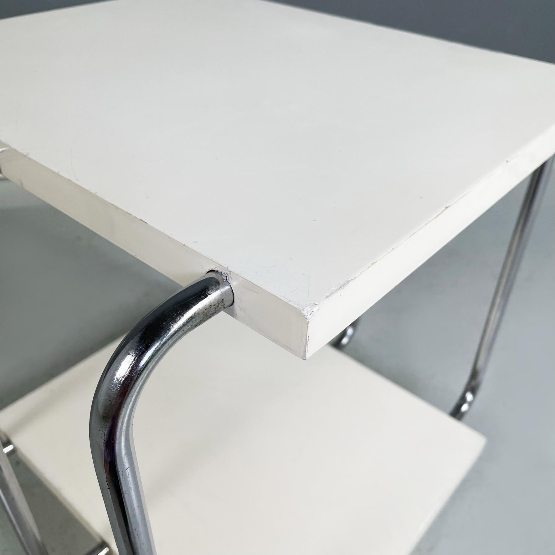 Italian Modern Double-Shelf Coffee Table in White Painted Wood and Metal, 1980s For Sale 2