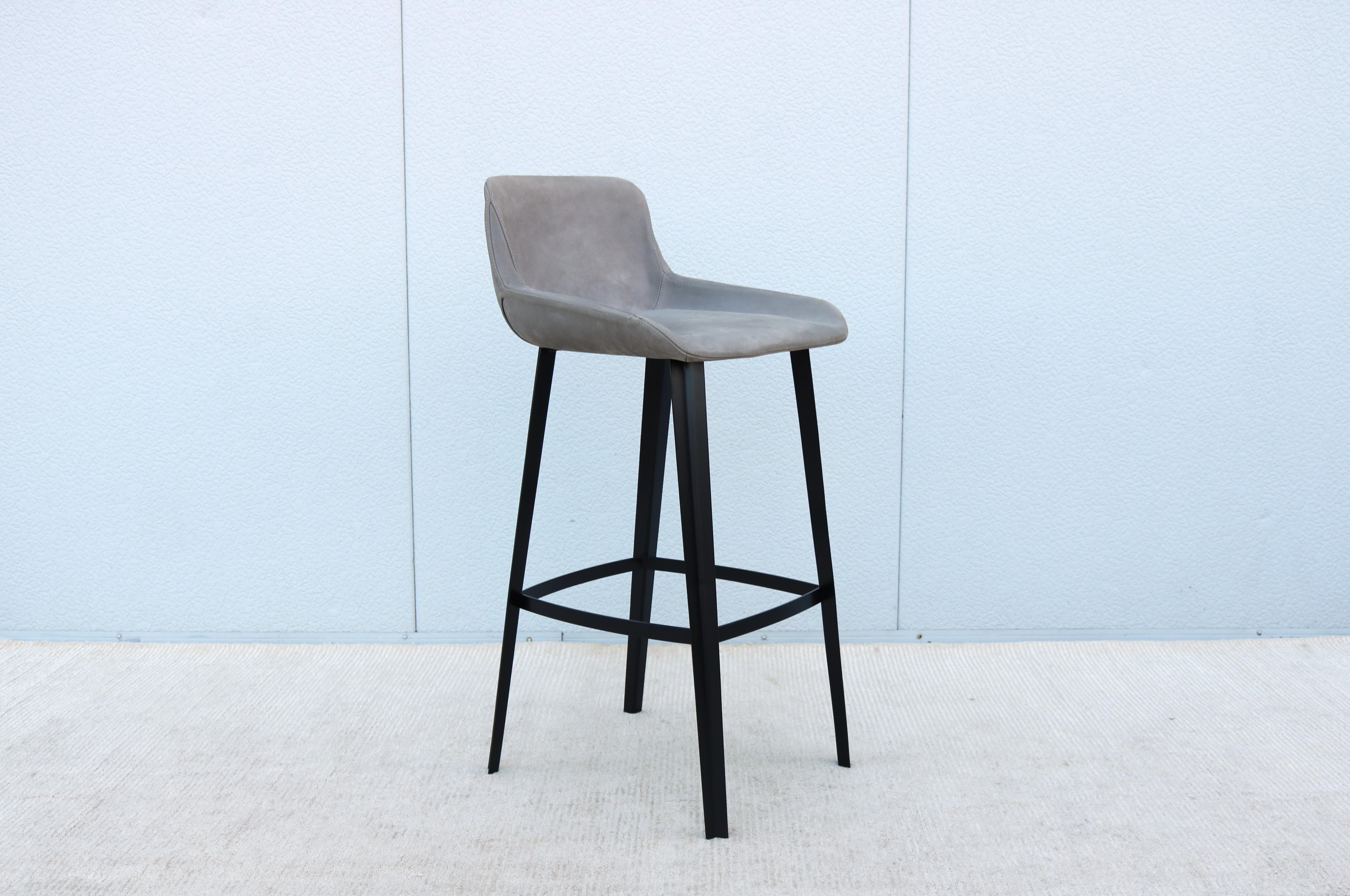 Italian Modern Emanuel Gargano and Anton Cristell for Amura Panis Suede Barstool For Sale 4