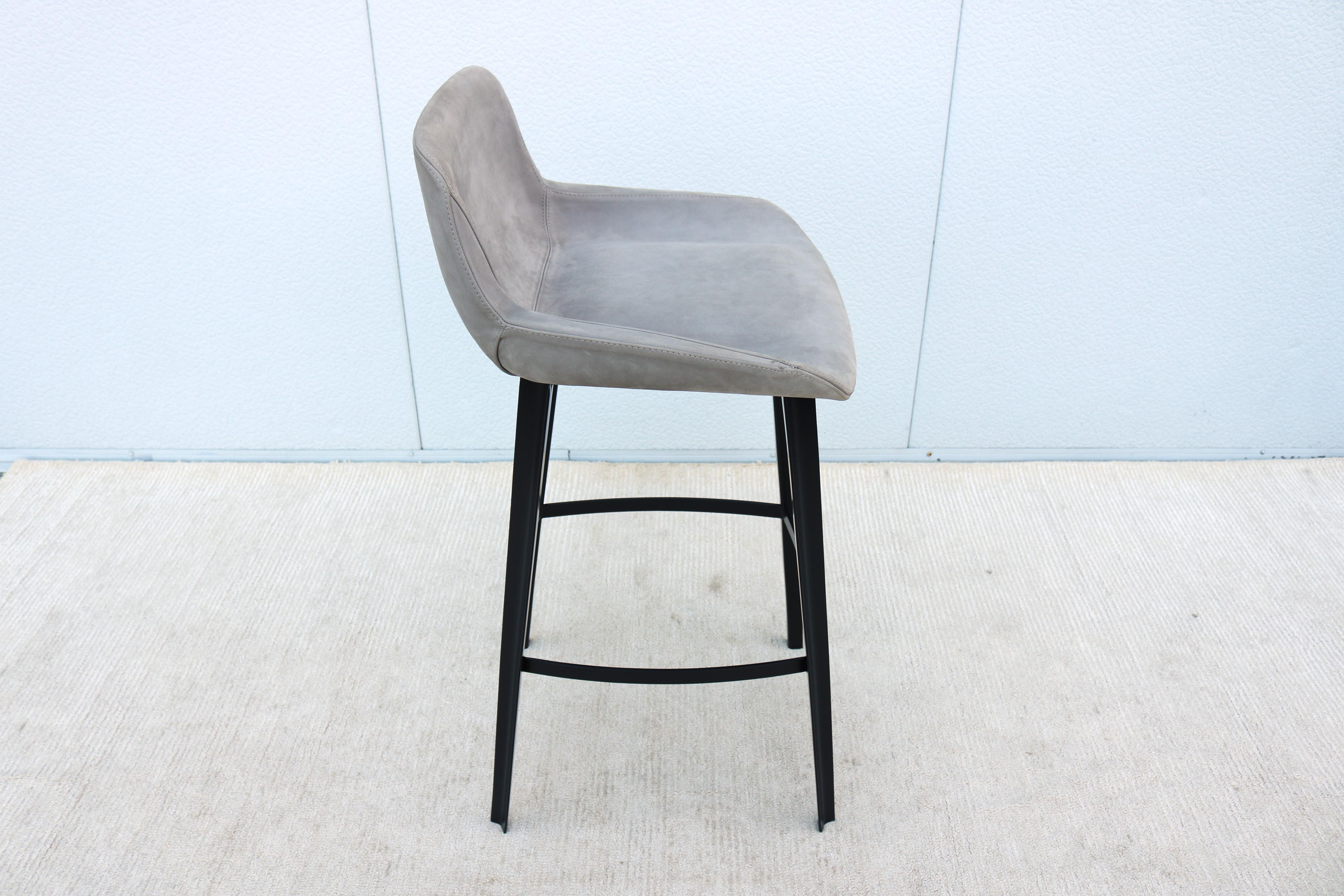 Italian Modern Emanuel Gargano and Anton Cristell for Amura Panis Suede Barstool For Sale 5