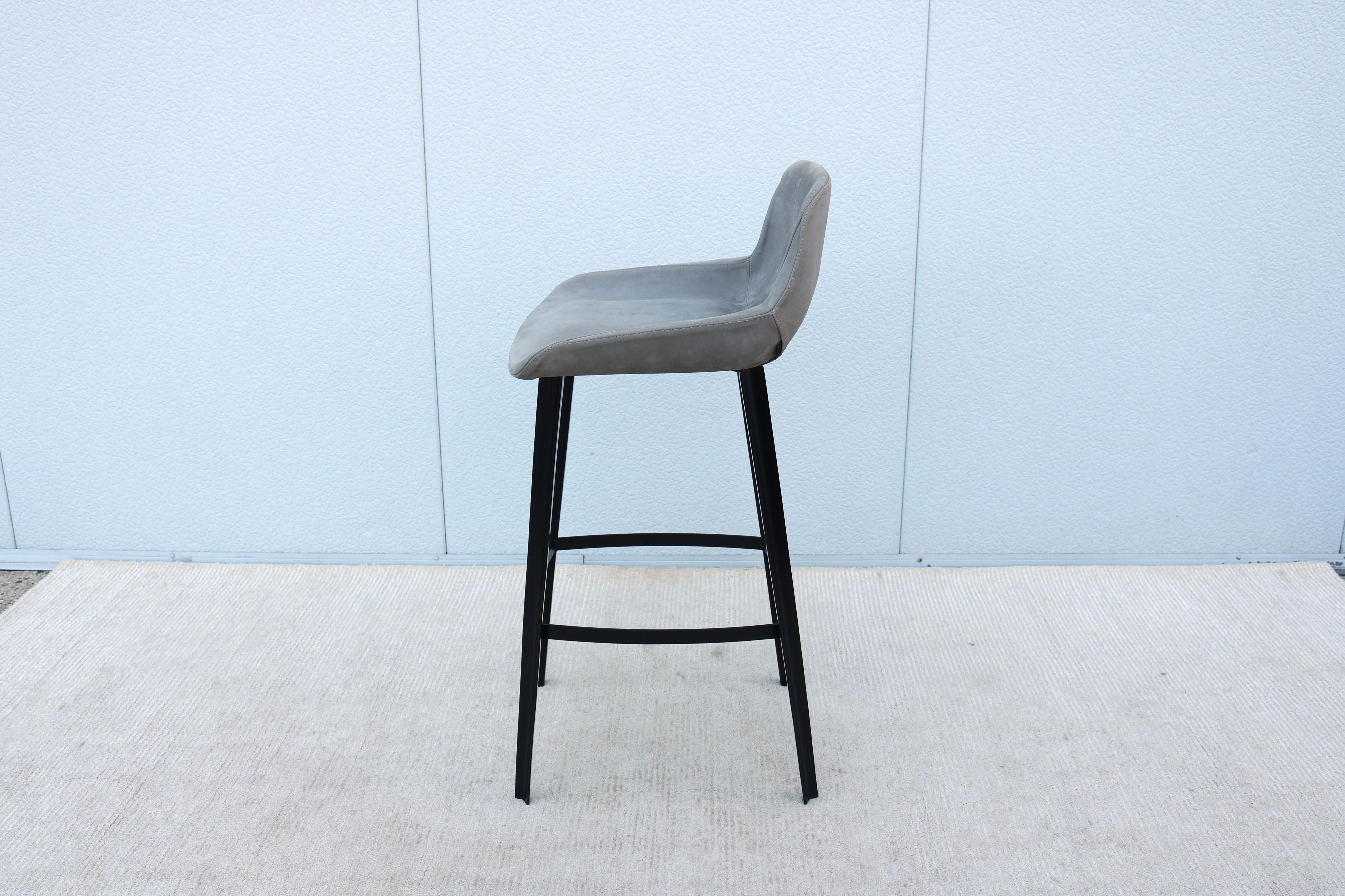 Italian Modern Emanuel Gargano and Anton Cristell for Amura Panis Suede Barstool For Sale 8