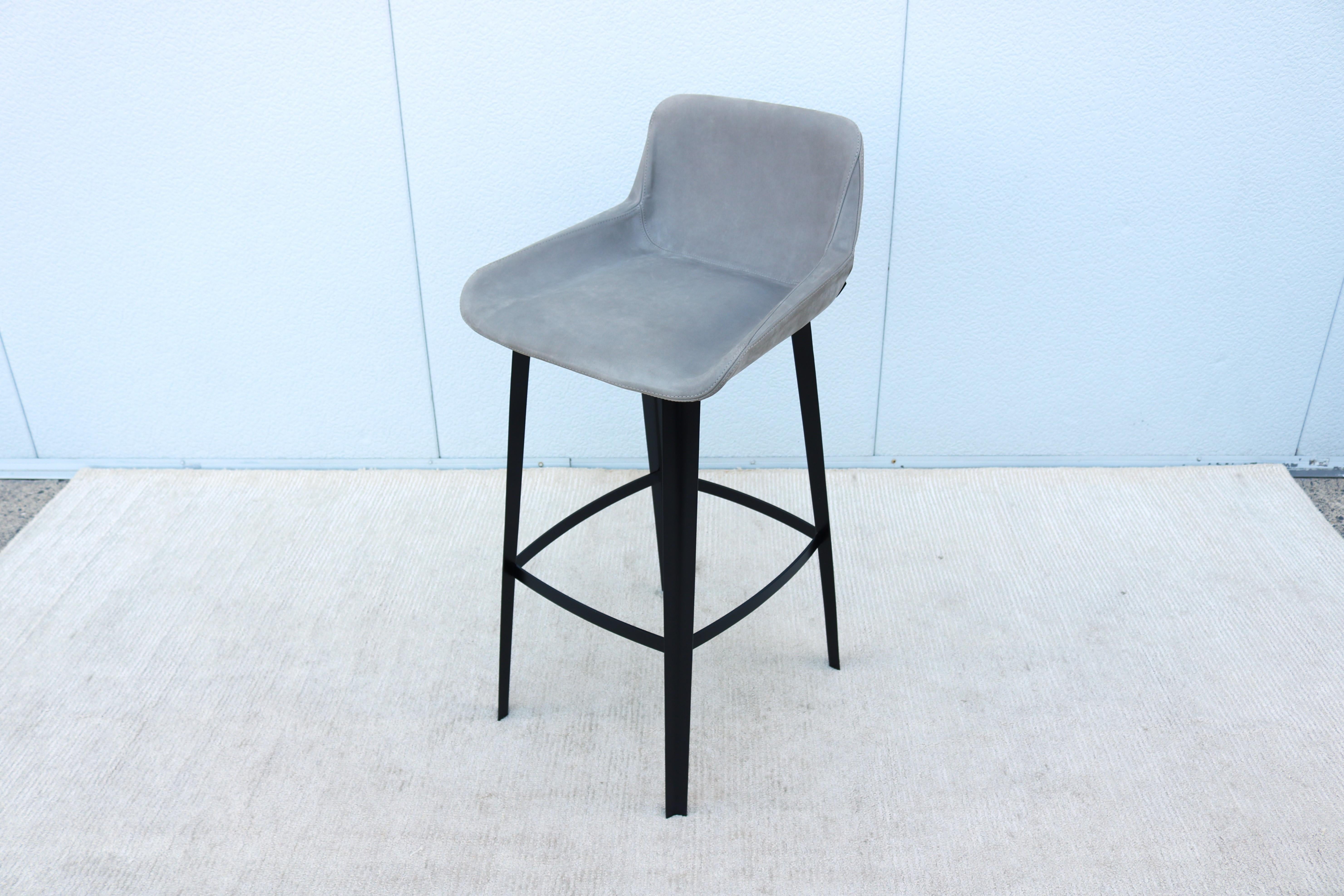 Lacquered Italian Modern Emanuel Gargano and Anton Cristell for Amura Panis Suede Barstool For Sale