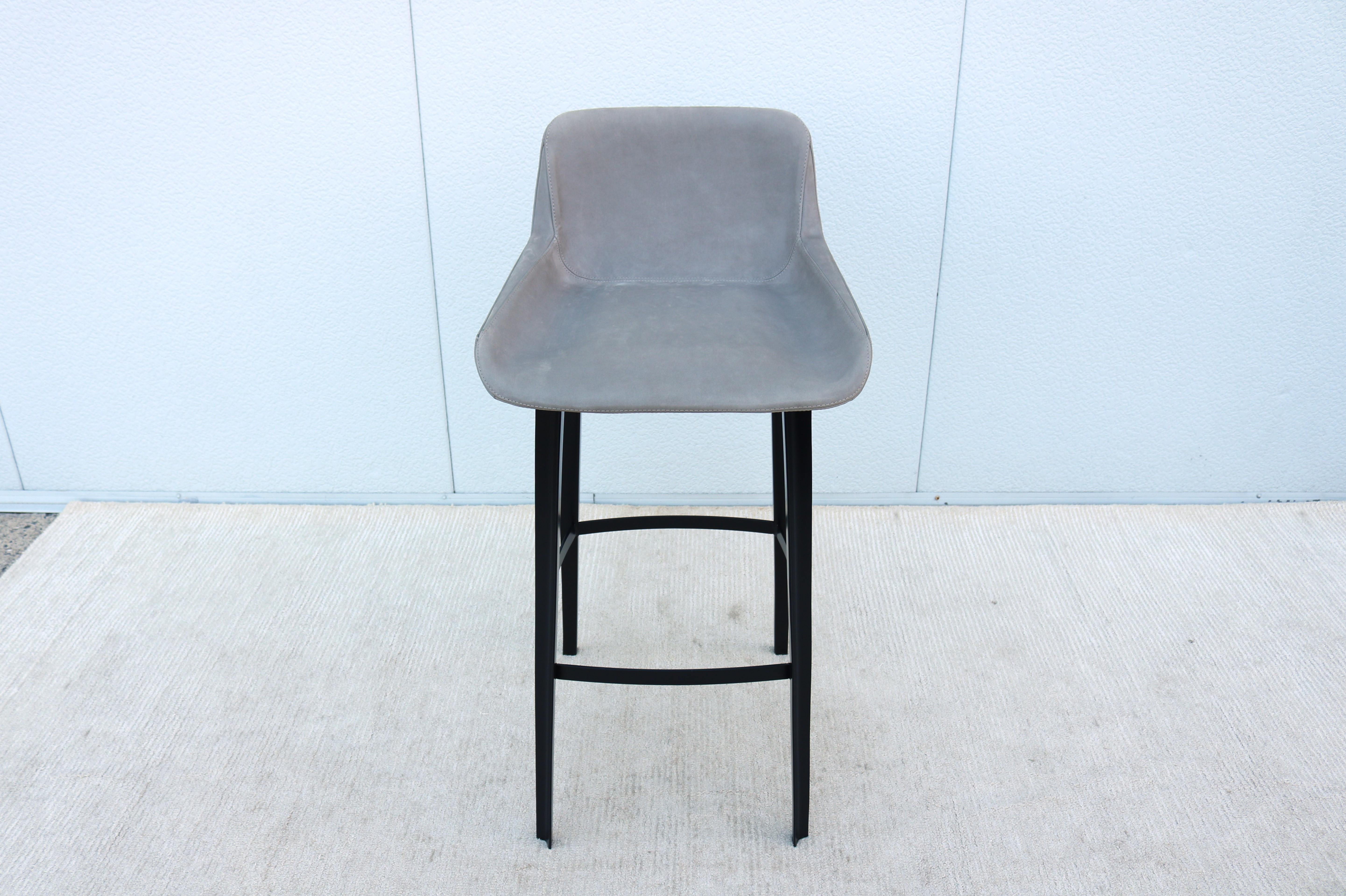 Contemporary Italian Modern Emanuel Gargano and Anton Cristell for Amura Panis Suede Barstool For Sale