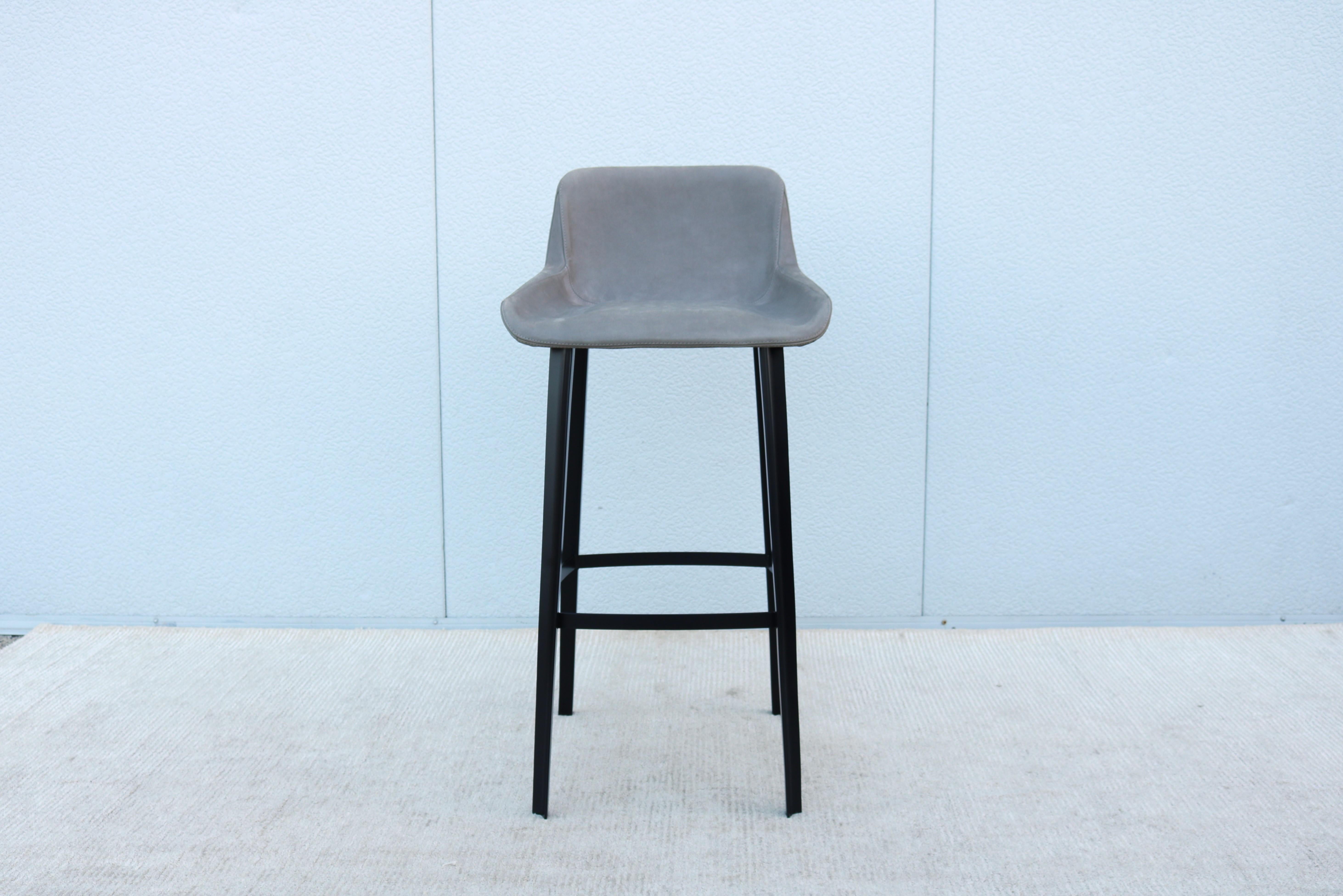 Fiberglass Italian Modern Emanuel Gargano and Anton Cristell for Amura Panis Suede Barstool For Sale
