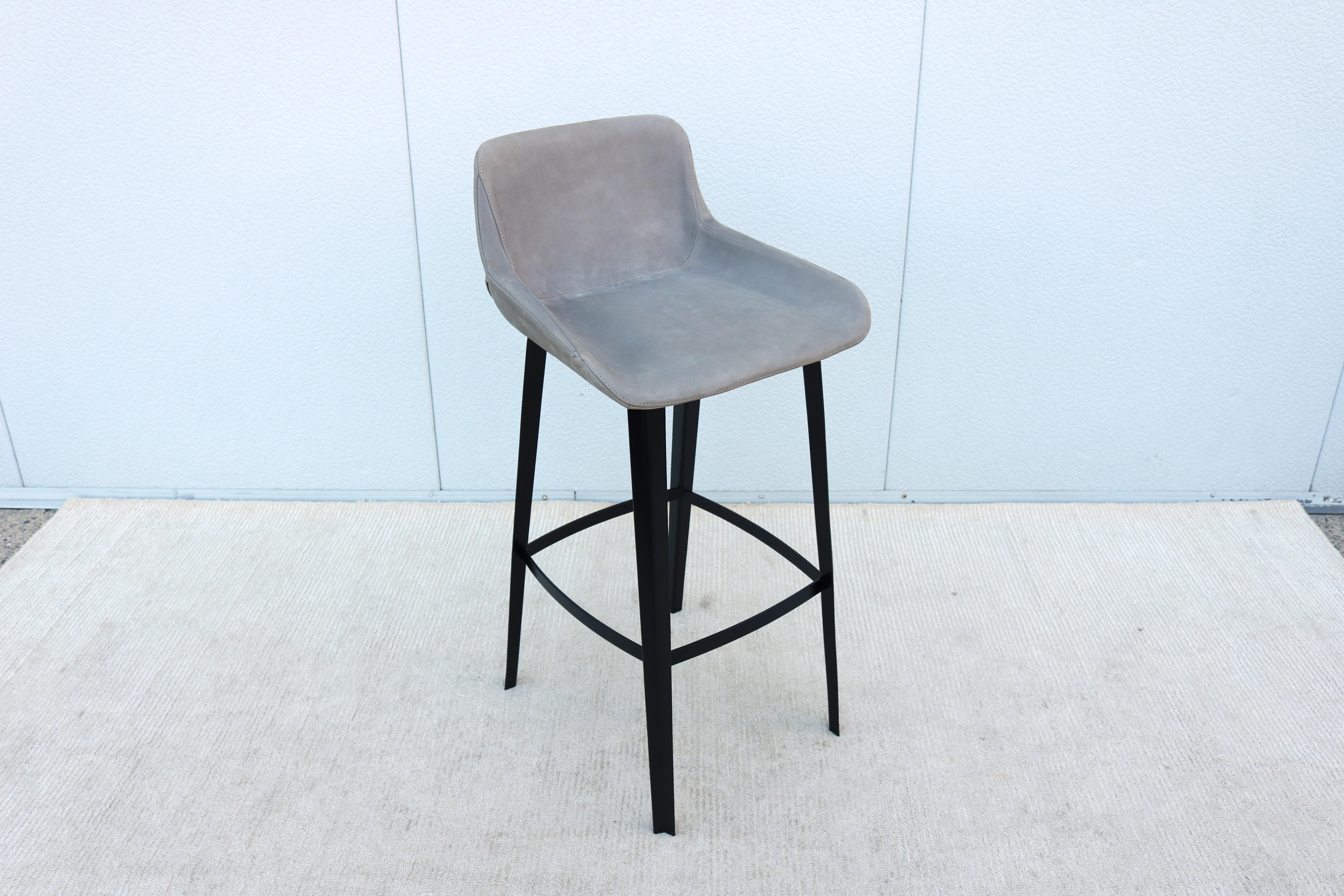 Italian Modern Emanuel Gargano and Anton Cristell for Amura Panis Suede Barstool For Sale 1