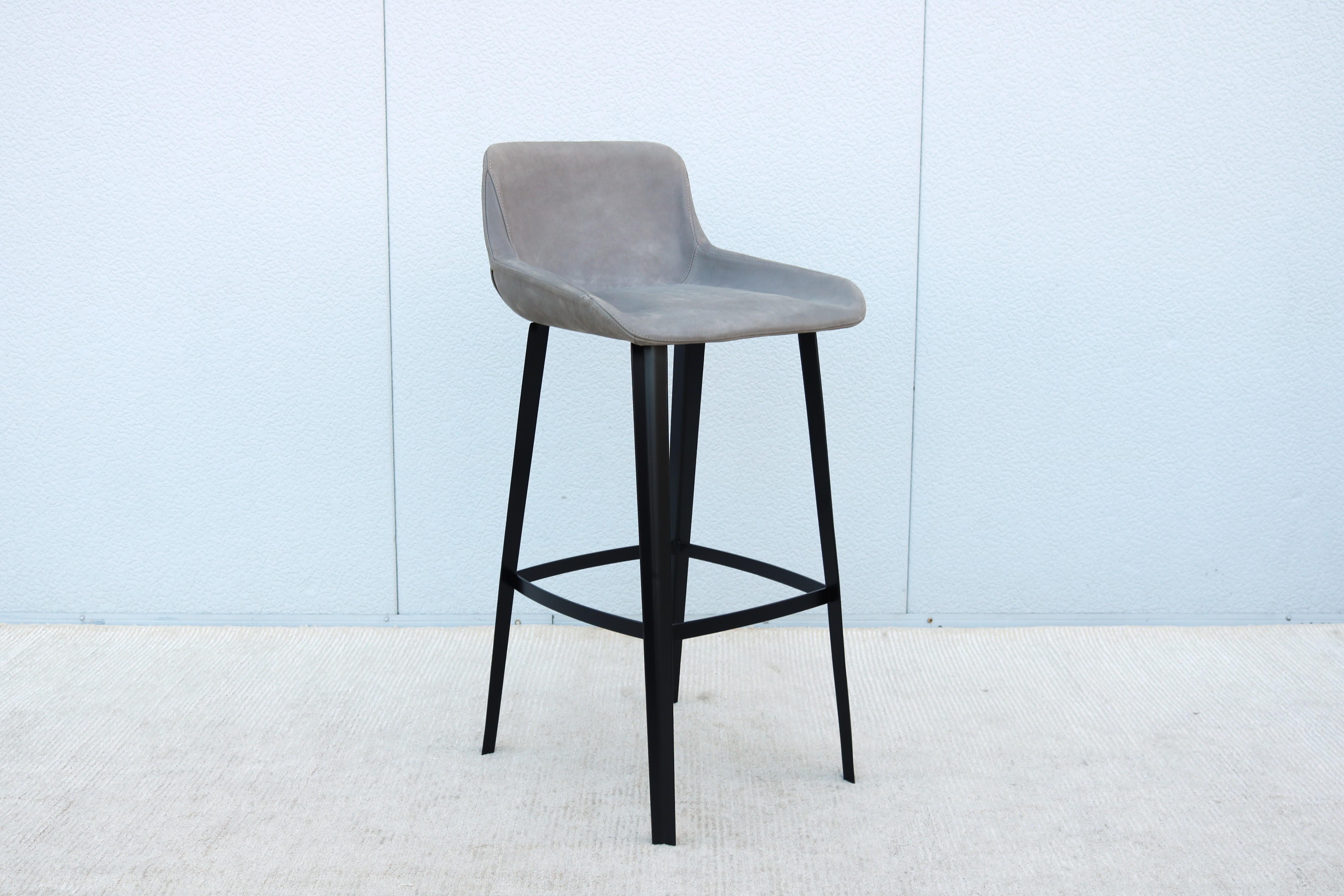 Italian Modern Emanuel Gargano and Anton Cristell for Amura Panis Suede Barstool For Sale 2
