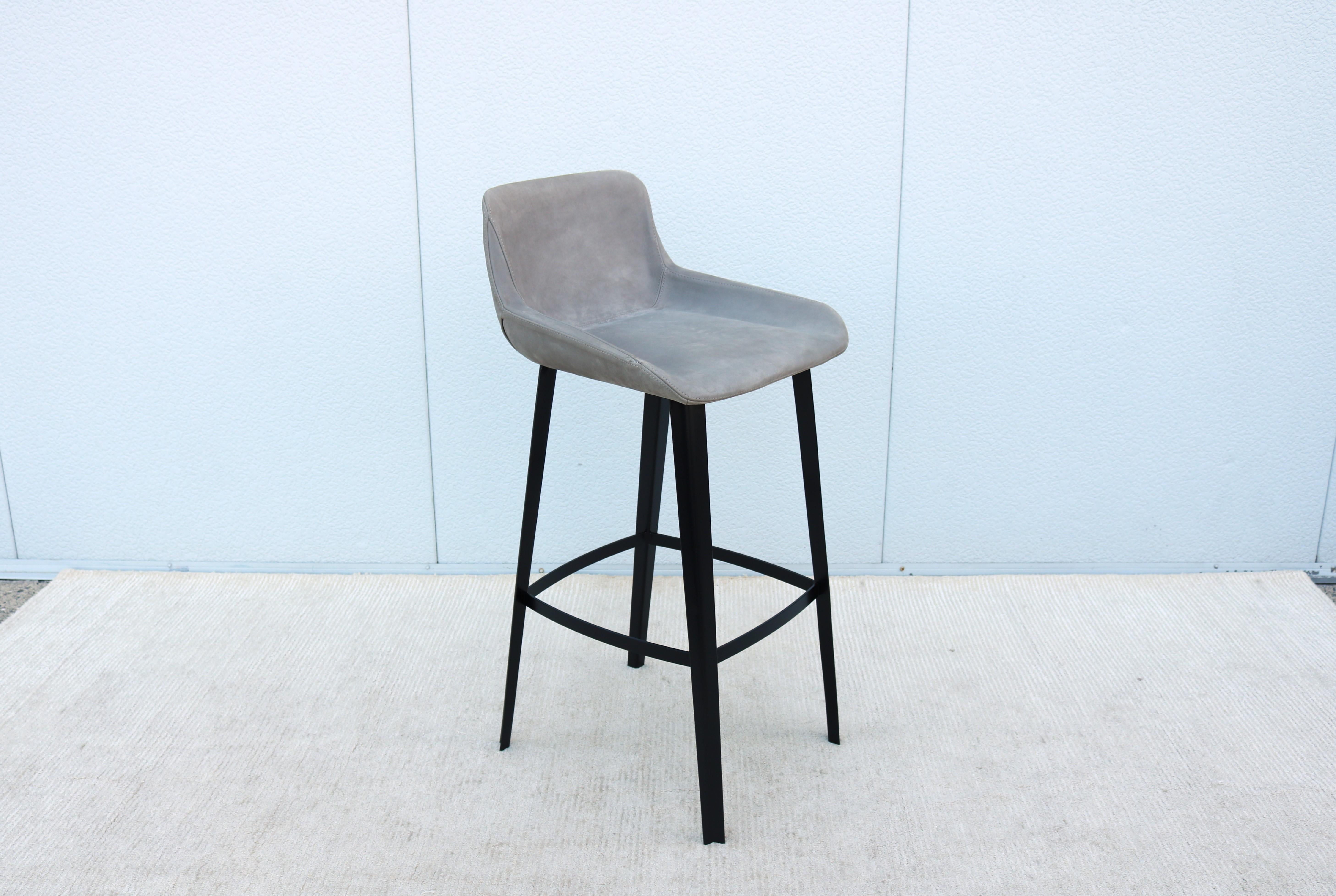 Italian Modern Emanuel Gargano and Anton Cristell for Amura Panis Suede Barstool For Sale 3