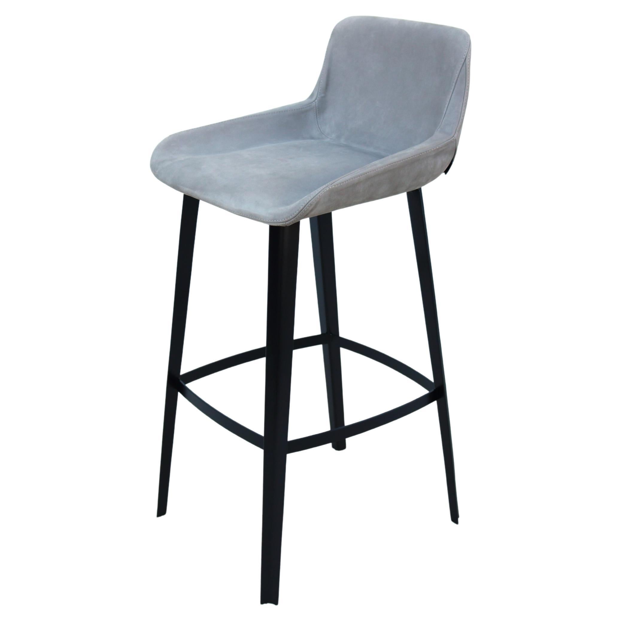 Italian Modern Emanuel Gargano and Anton Cristell for Amura Panis Suede Barstool