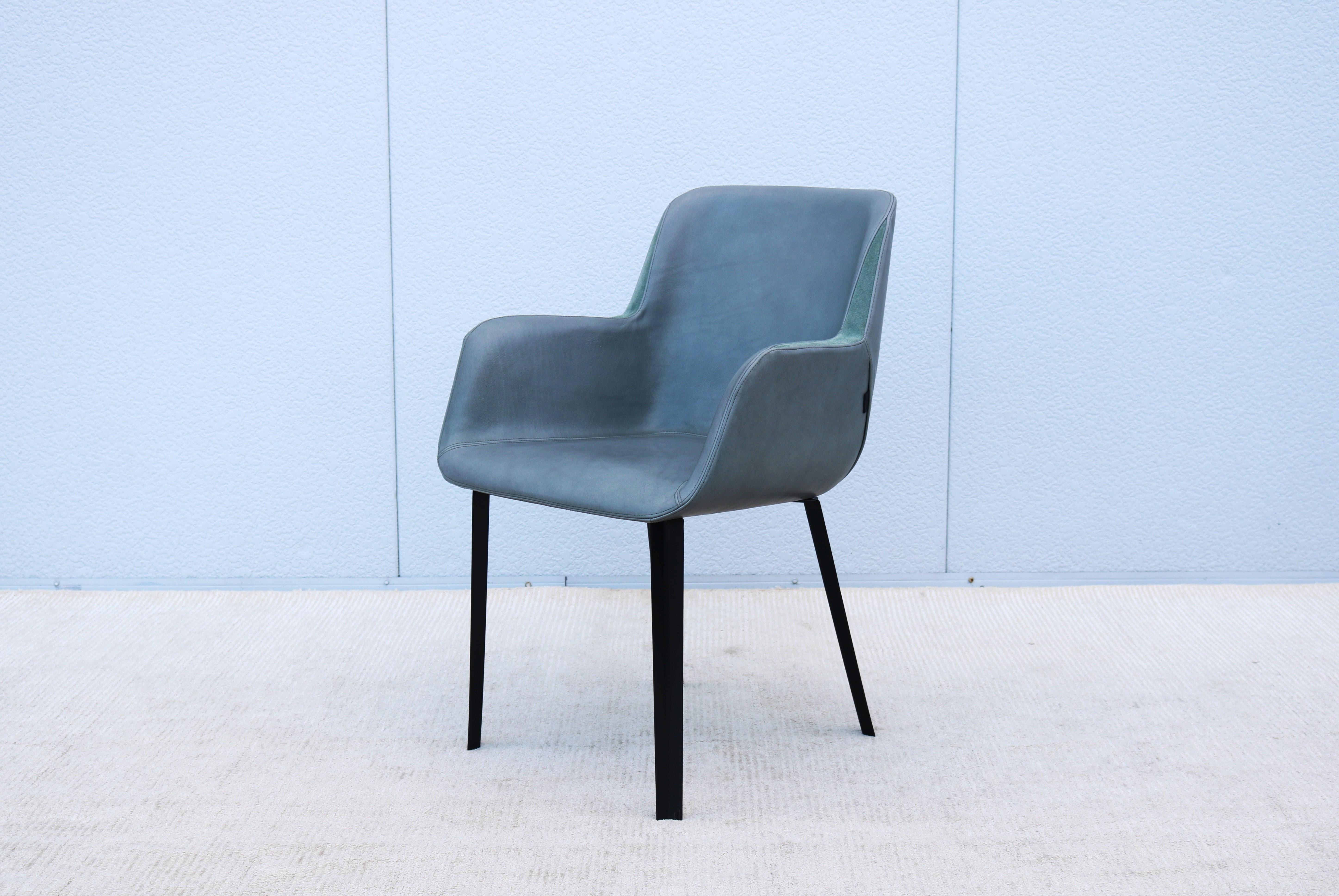 Molded Italian Modern Emanuel Gargano & Anton Cristell for Amura Panis Leather Armchair For Sale