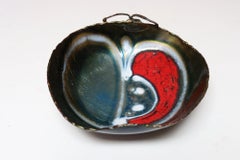 Italian Modern Enamel on Copper "Apple" Dish by Rame d'Arte Lavorazione Laurana
