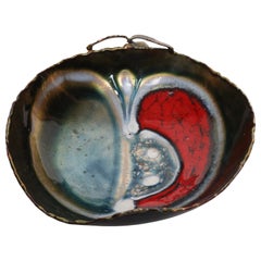 Italian Modern Enamel on Copper "Apple" Dish by Rame d'Arte Lavorazione Laurana