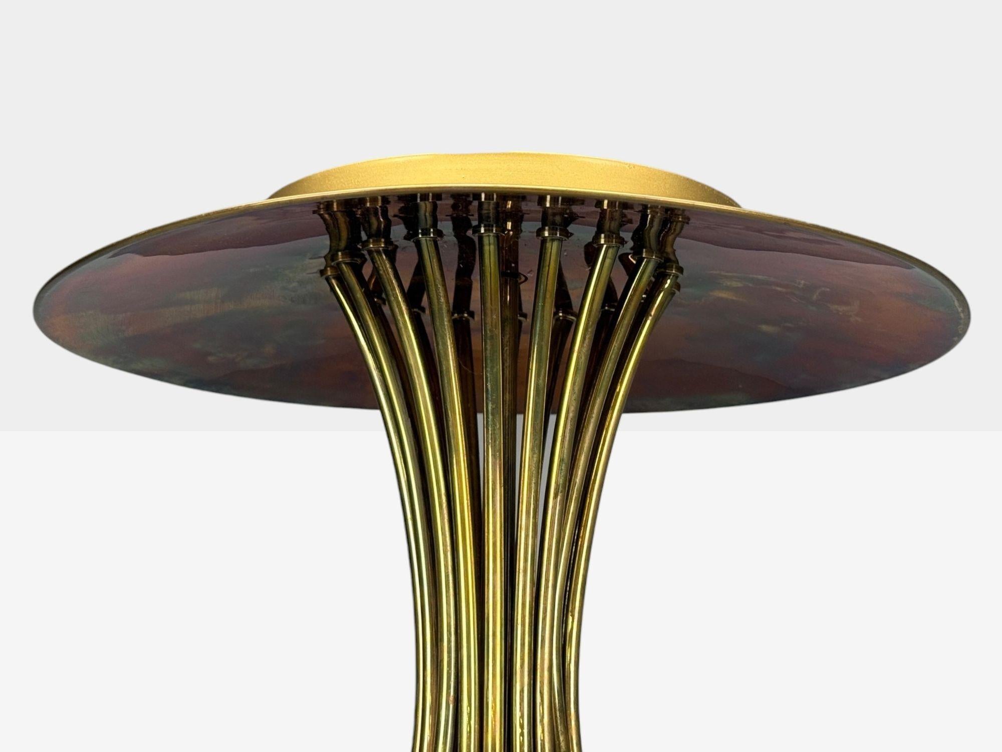 Métal Lustre moderne italien en métal émaillé et laiton, Italie, années 1960 en vente