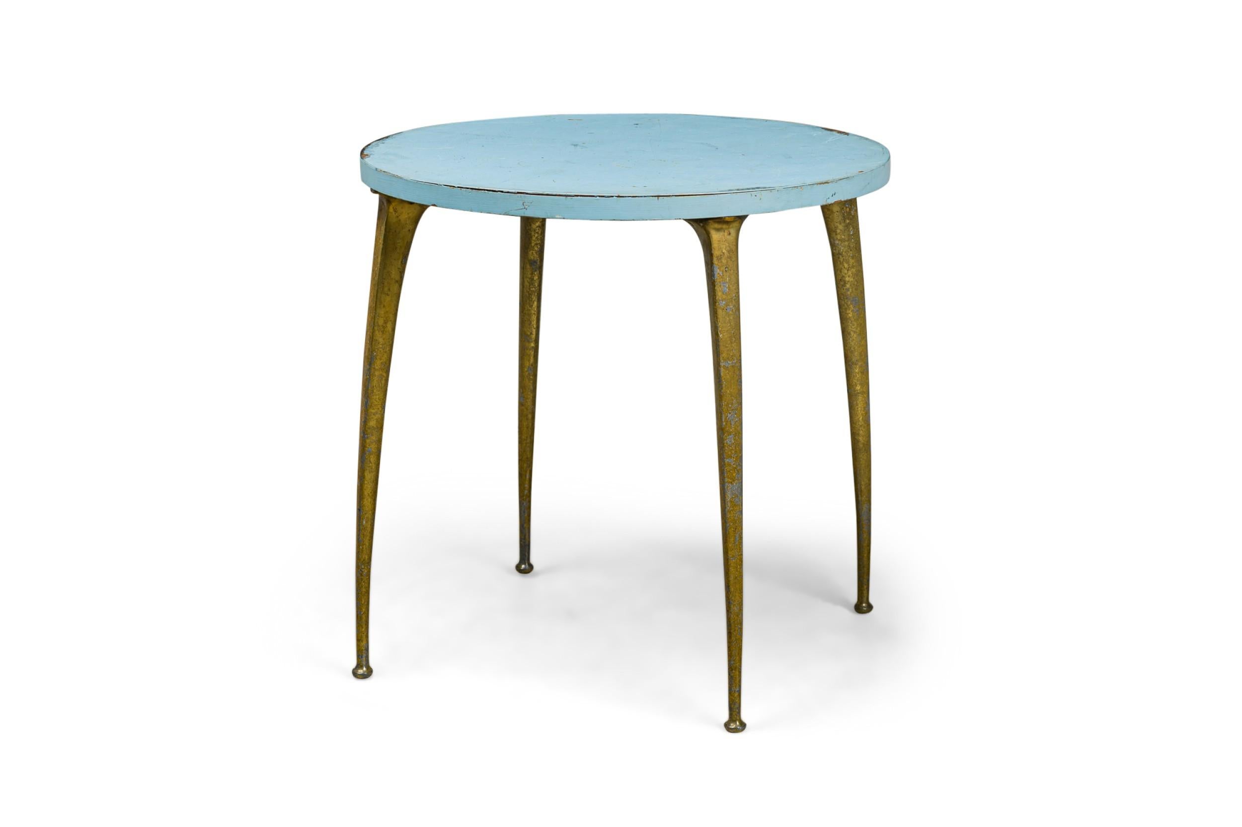 Painted Italian Modern Enameled Wood & Brass Center / Breakfast Table, Style of Ponti For Sale