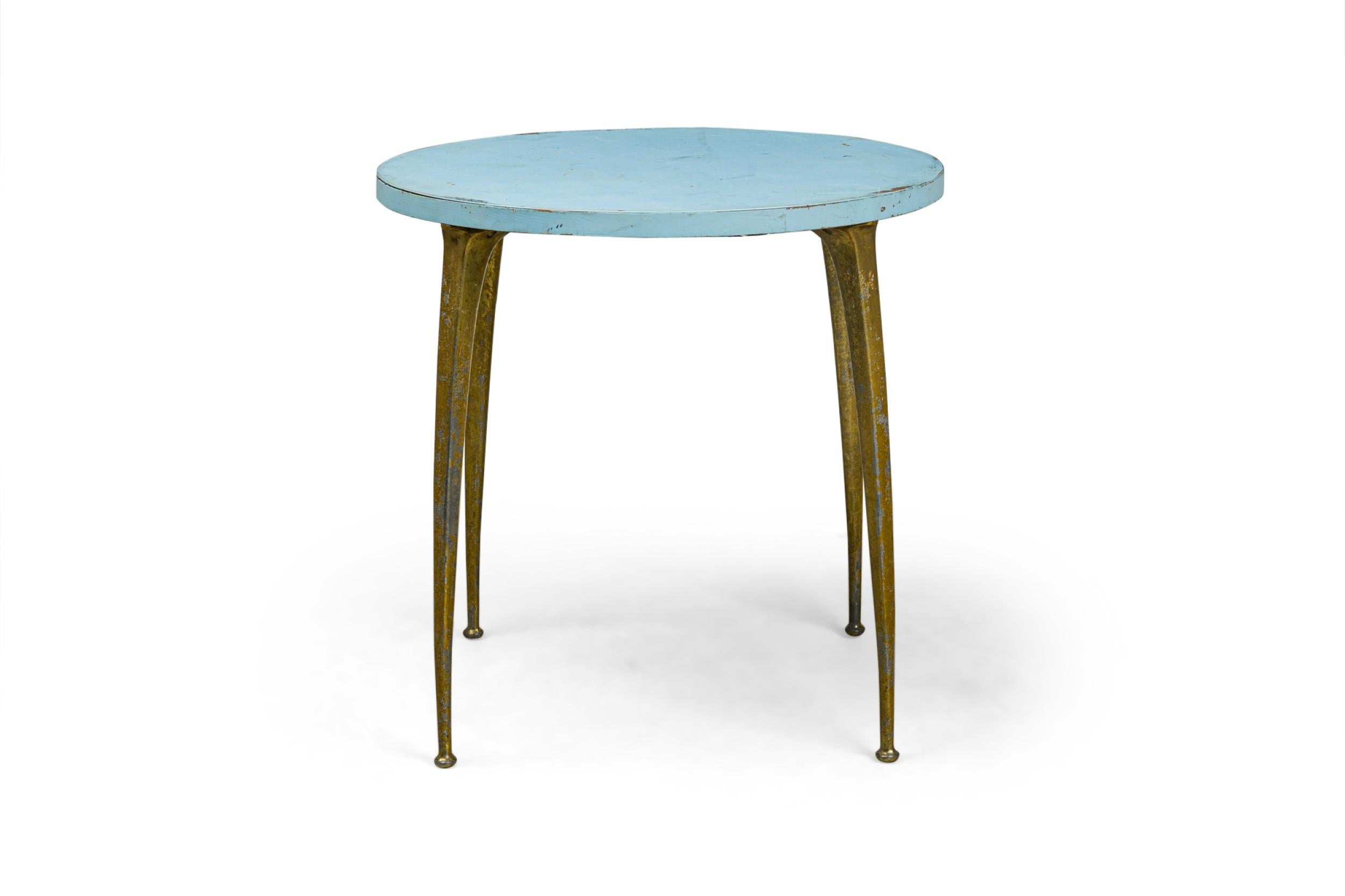 Italian Modern Enameled Wood & Brass Center / Breakfast Table, Style of Ponti In Good Condition For Sale In New York, NY