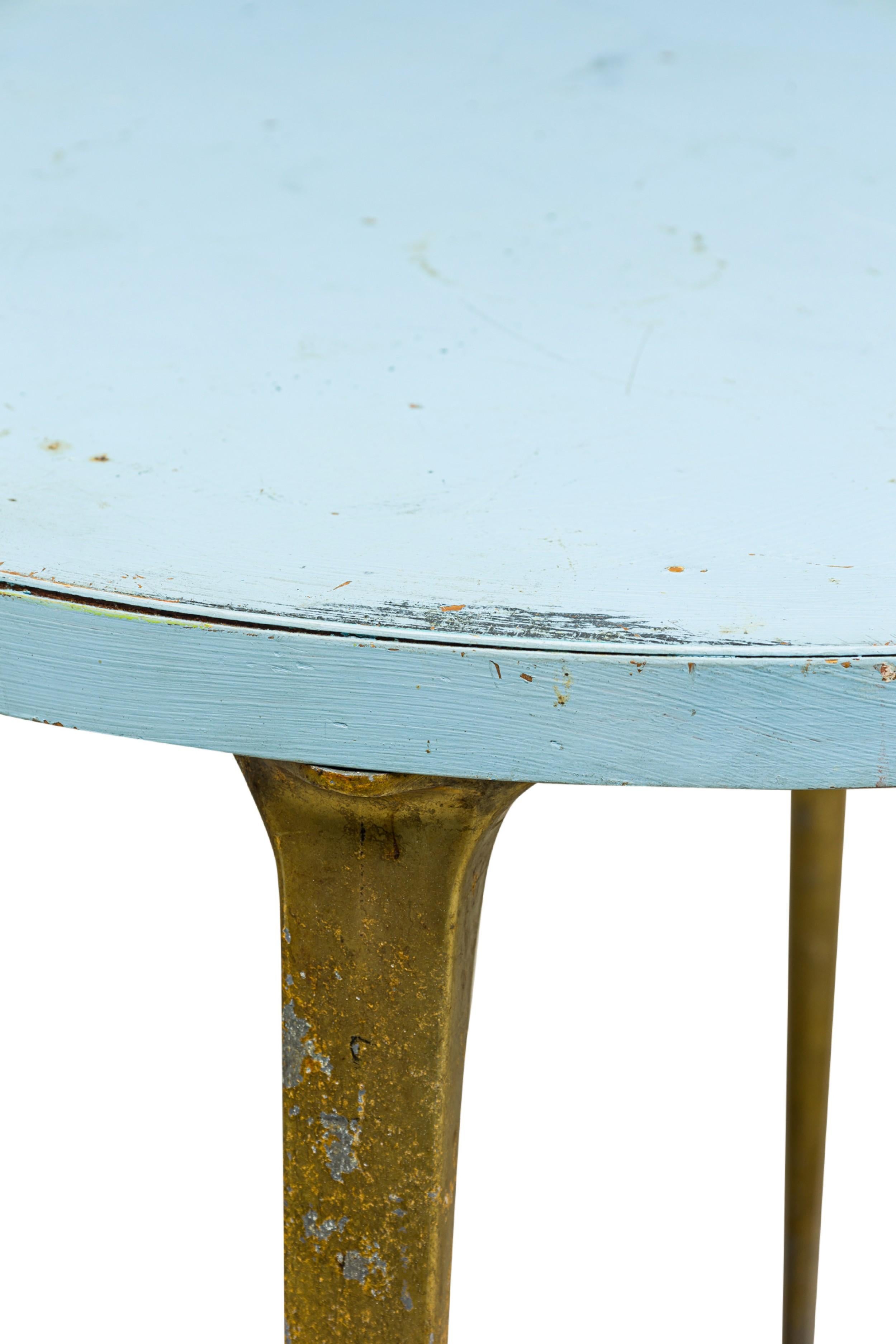 20th Century Italian Modern Enameled Wood & Brass Center / Breakfast Table, Style of Ponti For Sale