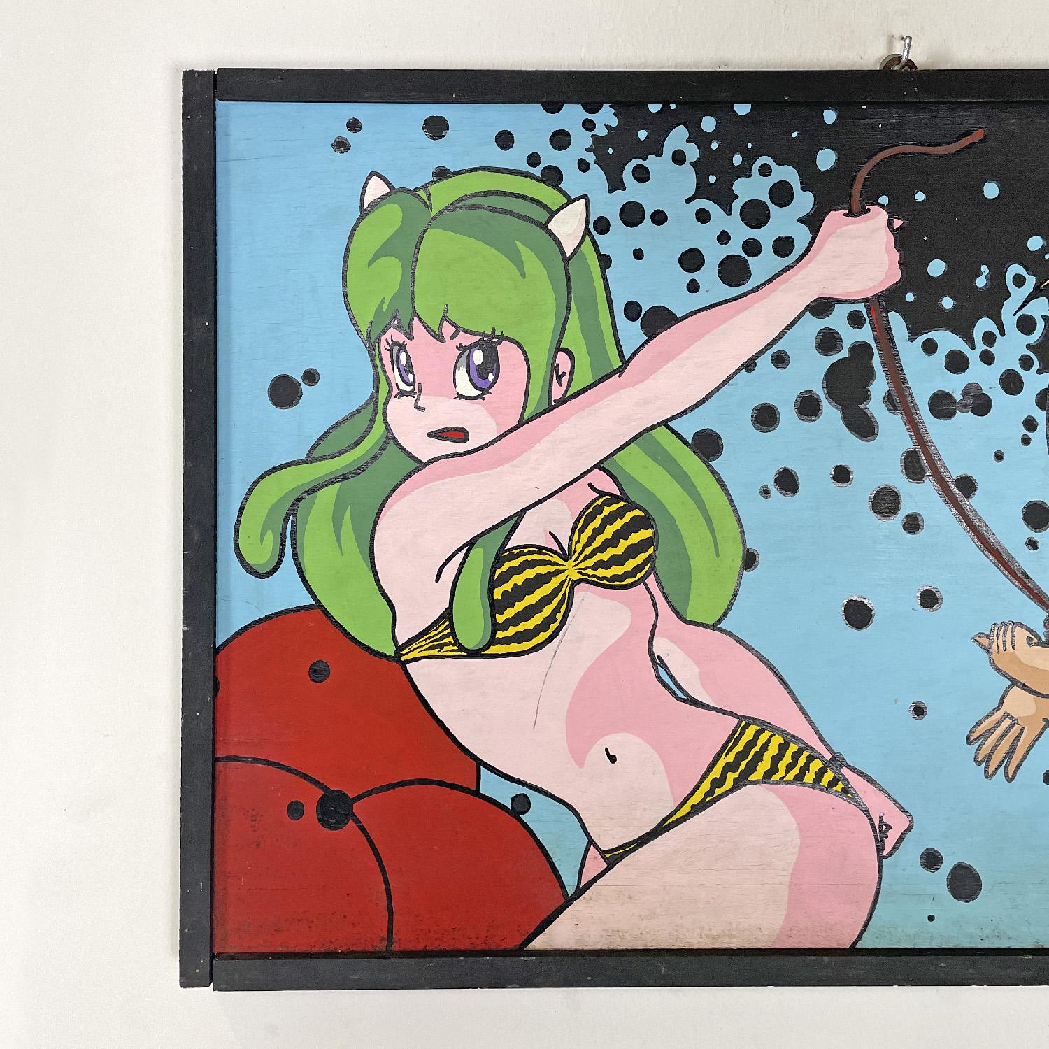 Late 20th Century Italian modern erotic Japanese manga painting by Gianni S99, 1990s For Sale