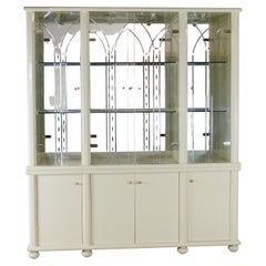 Used Italian Modern Etched Glass Dining Room Hutch Cabinet, Interior Lights