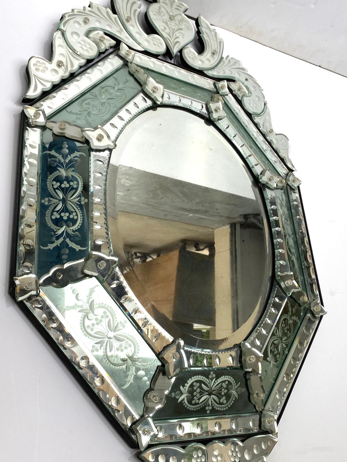 Late 20th Century Italian Modern Etched Venetian Mirror