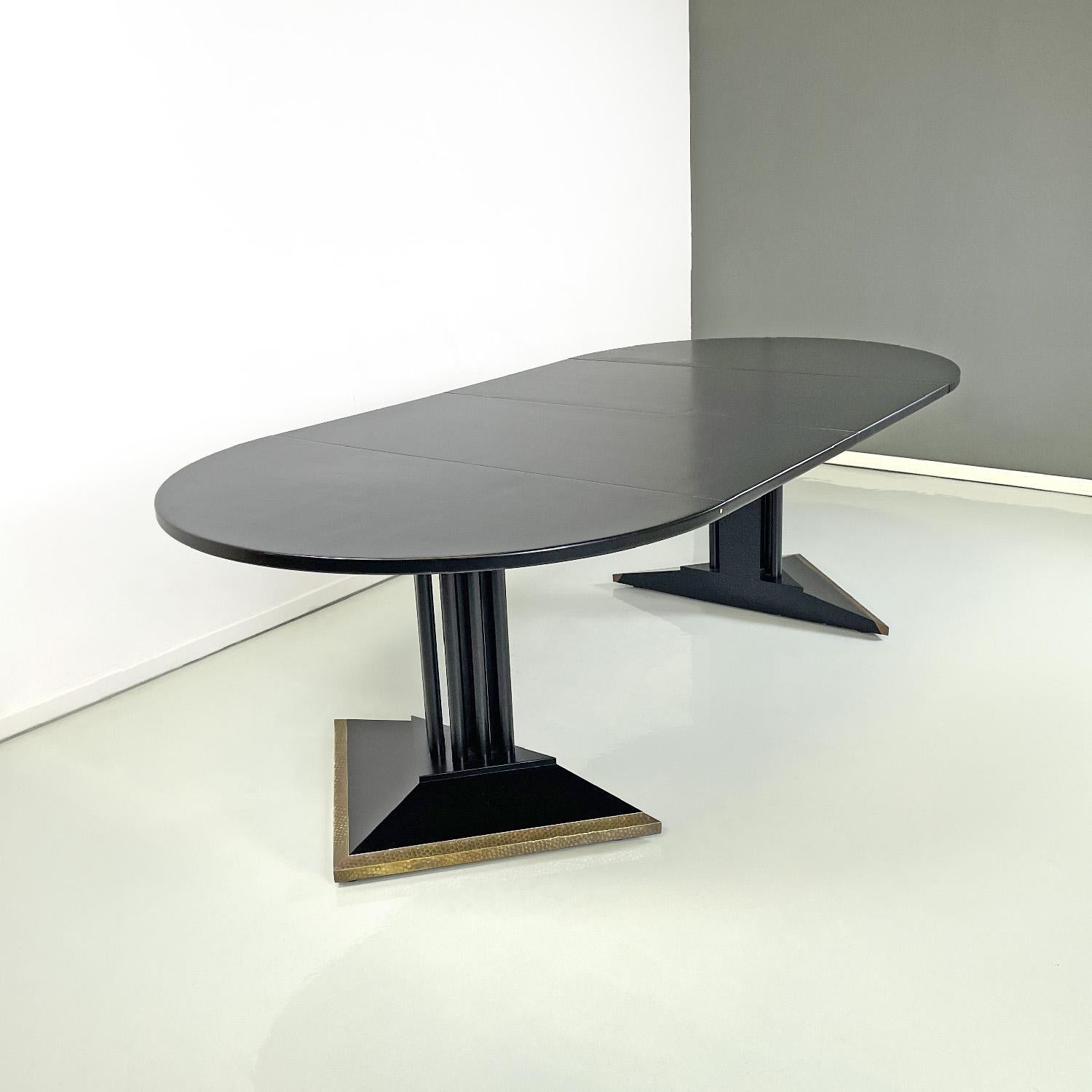 Table de salle à manger italienne moderne extensible noire et dorée par Thonet, années 1990 en vente 3
