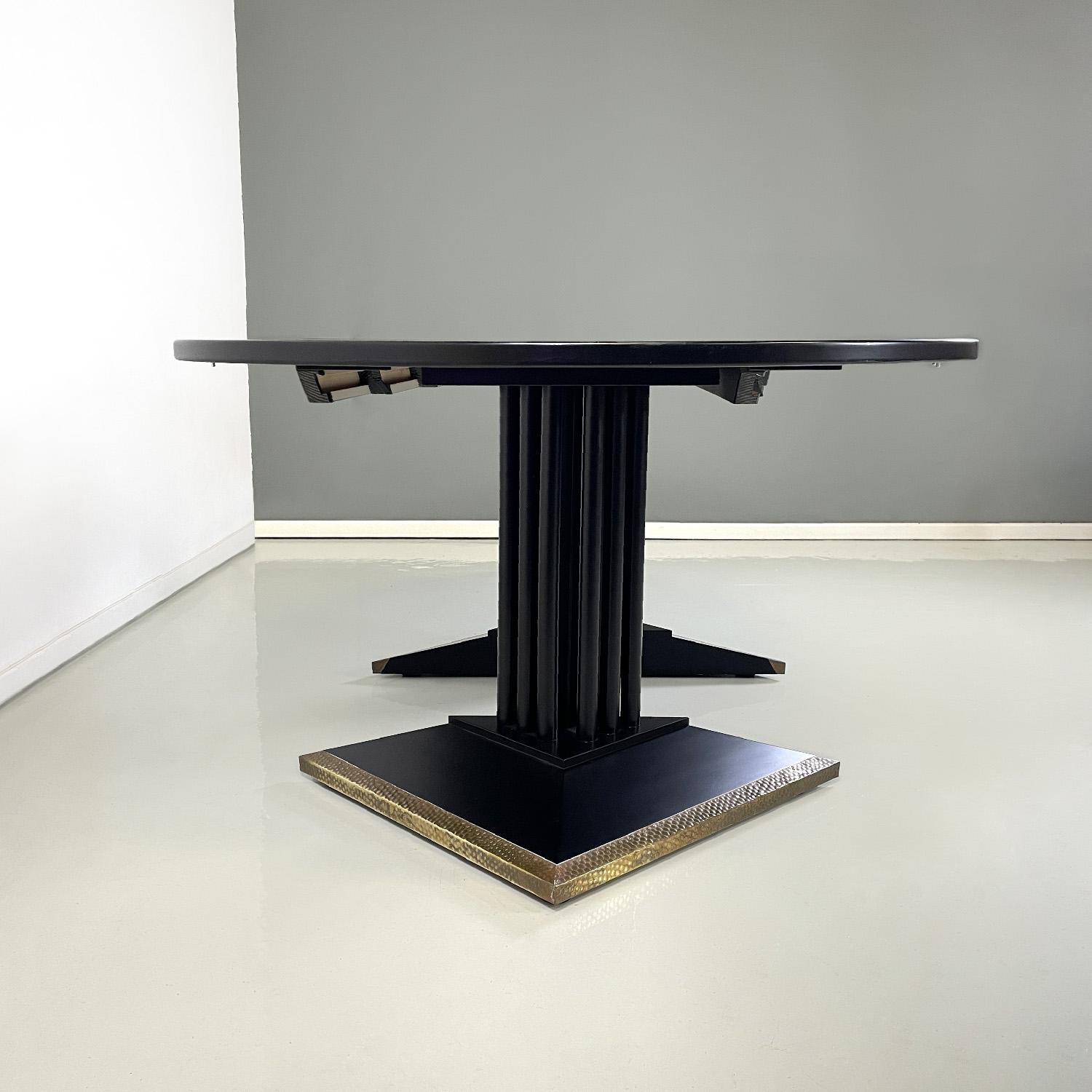 Table de salle à manger italienne moderne extensible noire et dorée par Thonet, années 1990 en vente 1
