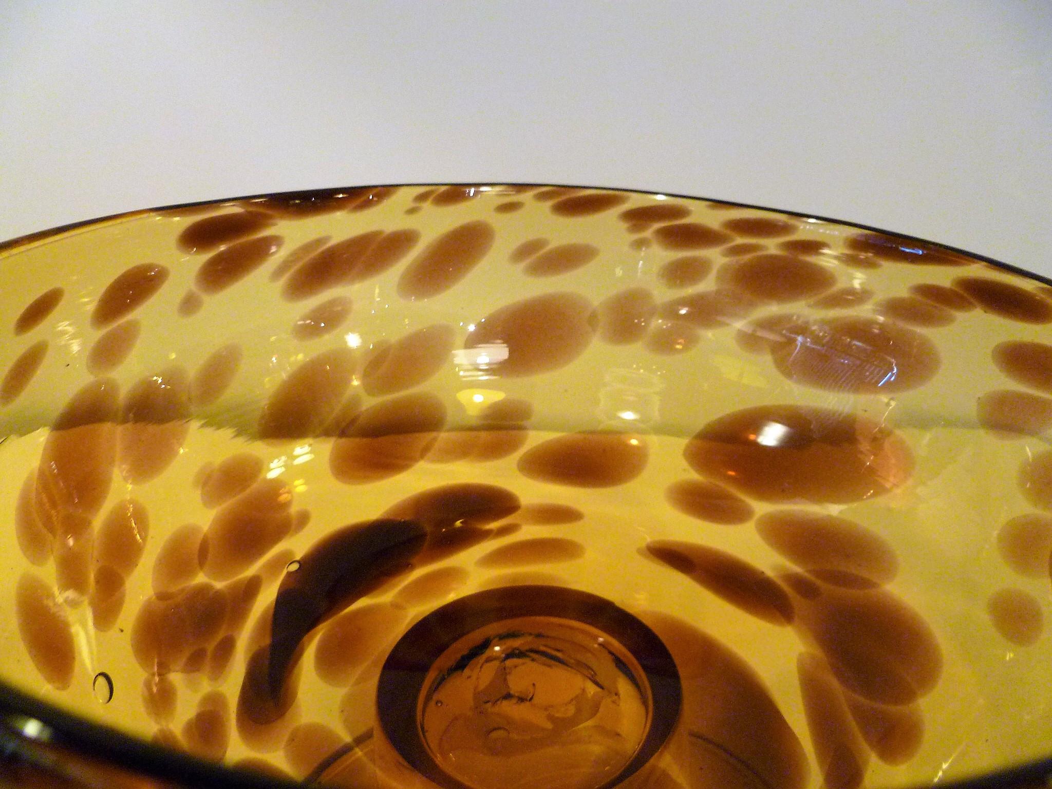 Italian Modern Faux Tortoise Shell Blown Glass Bowl and Large Platter, 1960s 3