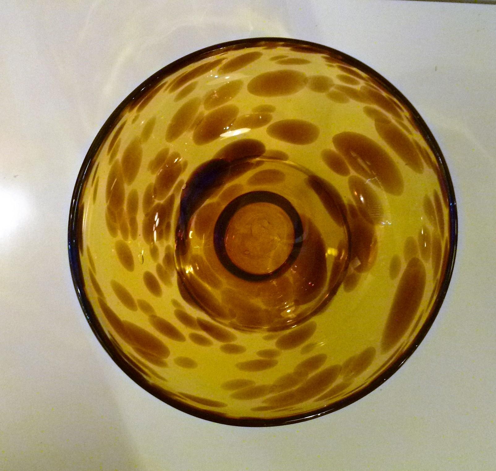 Italian Modern Faux Tortoise Shell Blown Glass Bowl and Large Platter, 1960s 5
