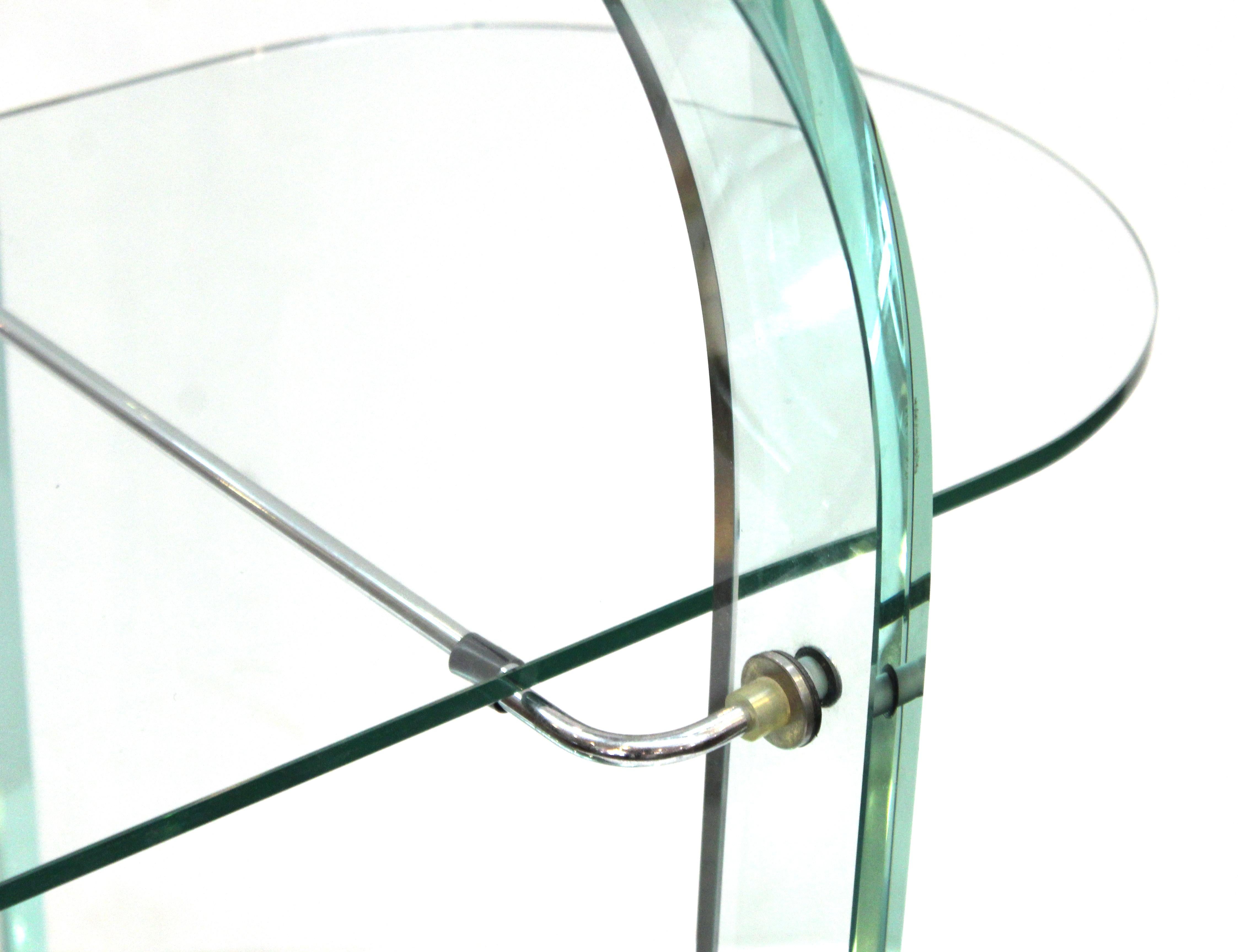 Italian Modern FIAM Curved Glass and Mirror Bar Cart 9