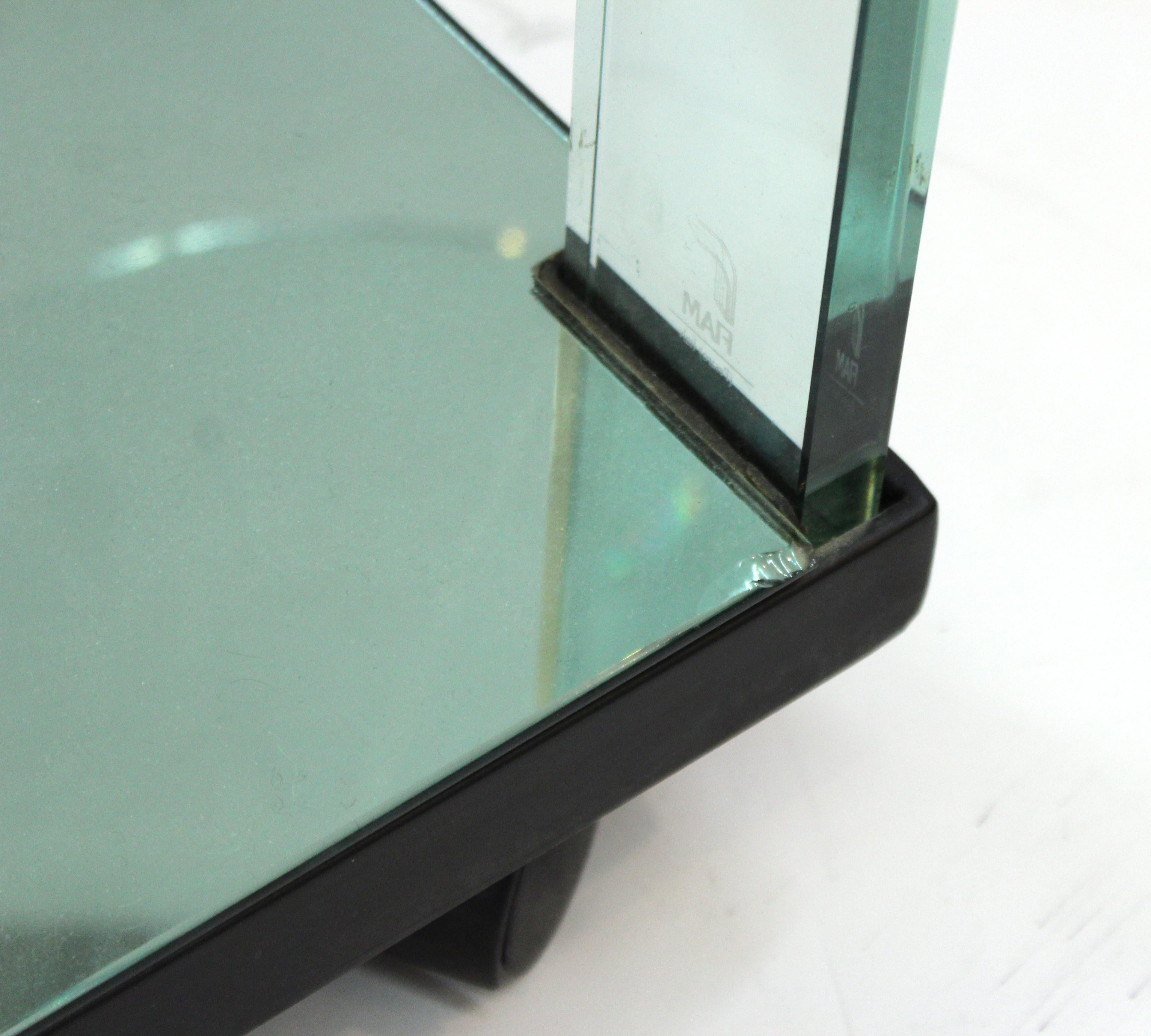 Italian Modern FIAM Curved Glass and Mirror Bar Cart 10