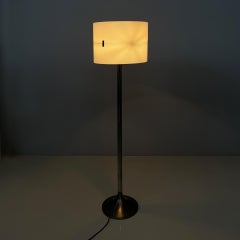 Italian modern floor lamp in burnished metal and white plexiglass, 1970s