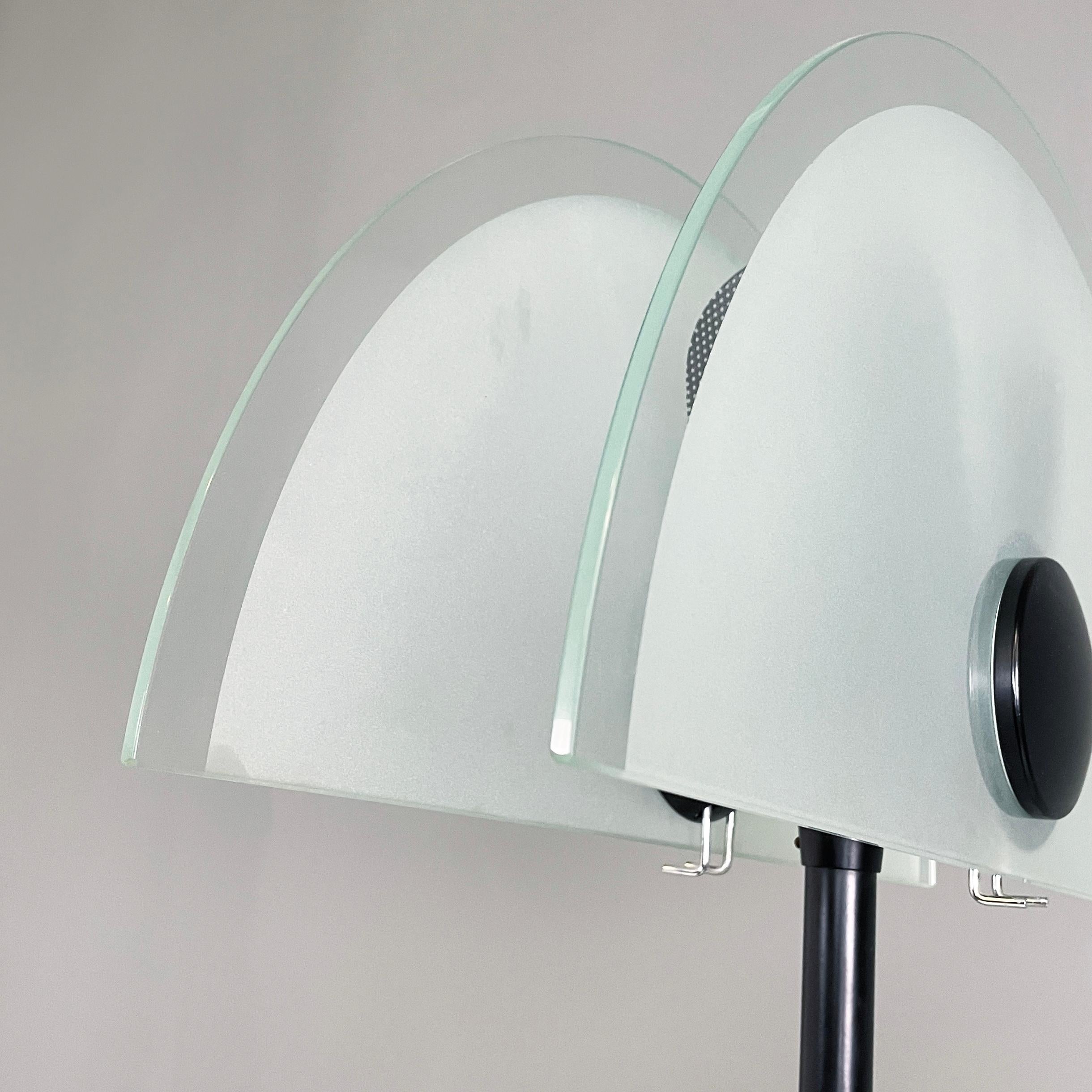 Italian modern Floor lamp in matt glass lampshape and black metal, 1980s in vendita 6