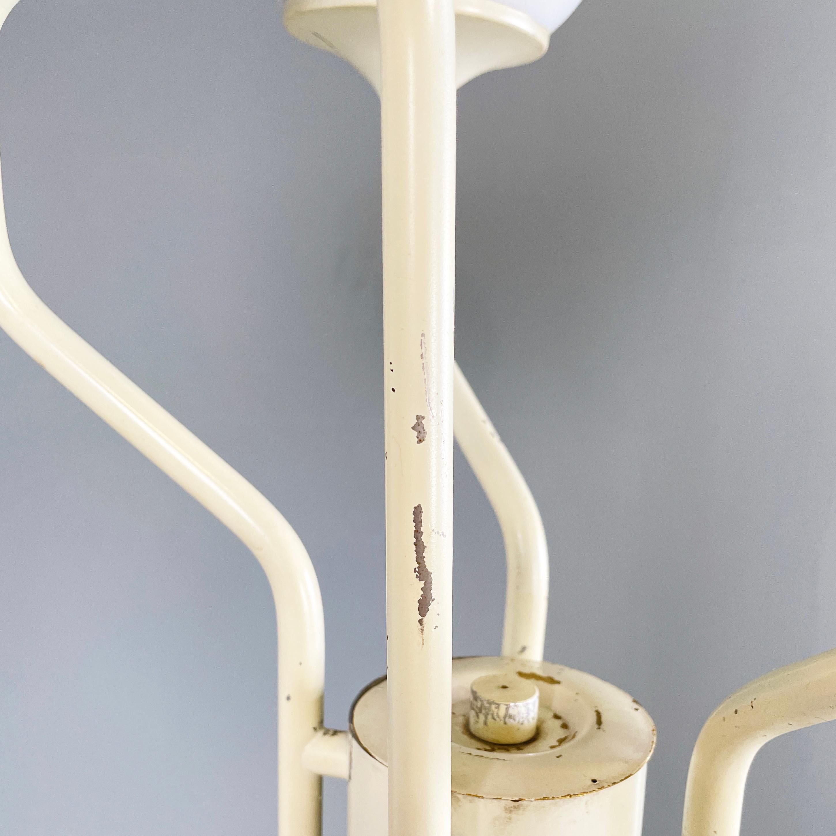 Italian modern floor lamp in opaline glass and white metal, 1980s For Sale 5