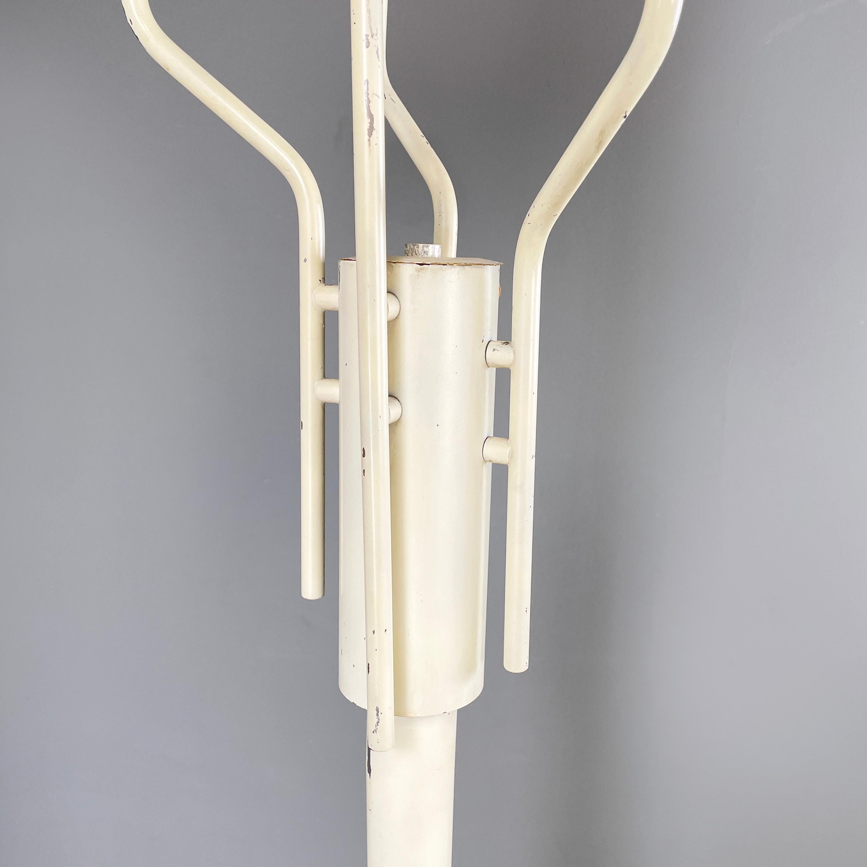 Italian modern floor lamp in opaline glass and white metal, 1980s For Sale 8