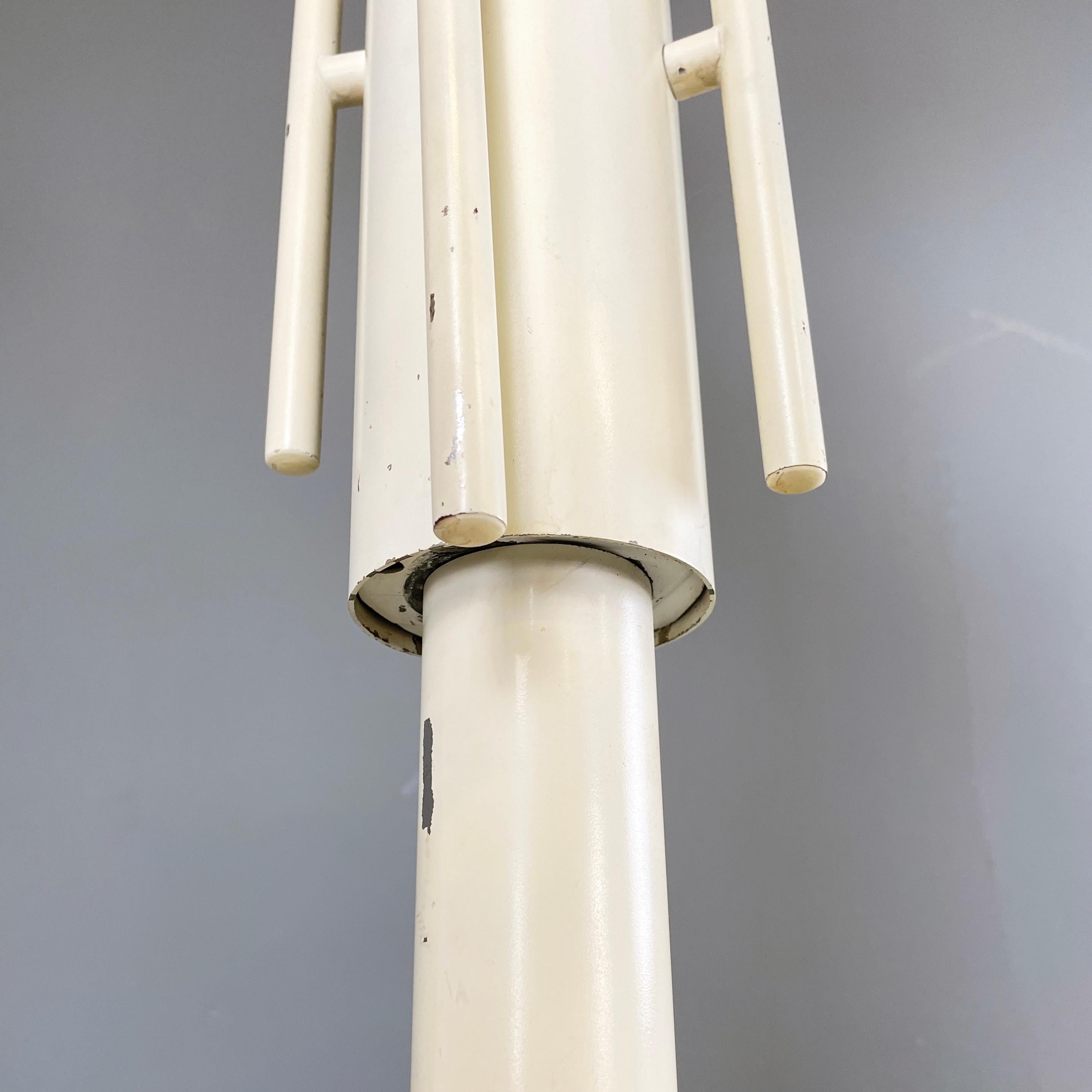 Italian modern floor lamp in opaline glass and white metal, 1980s For Sale 9