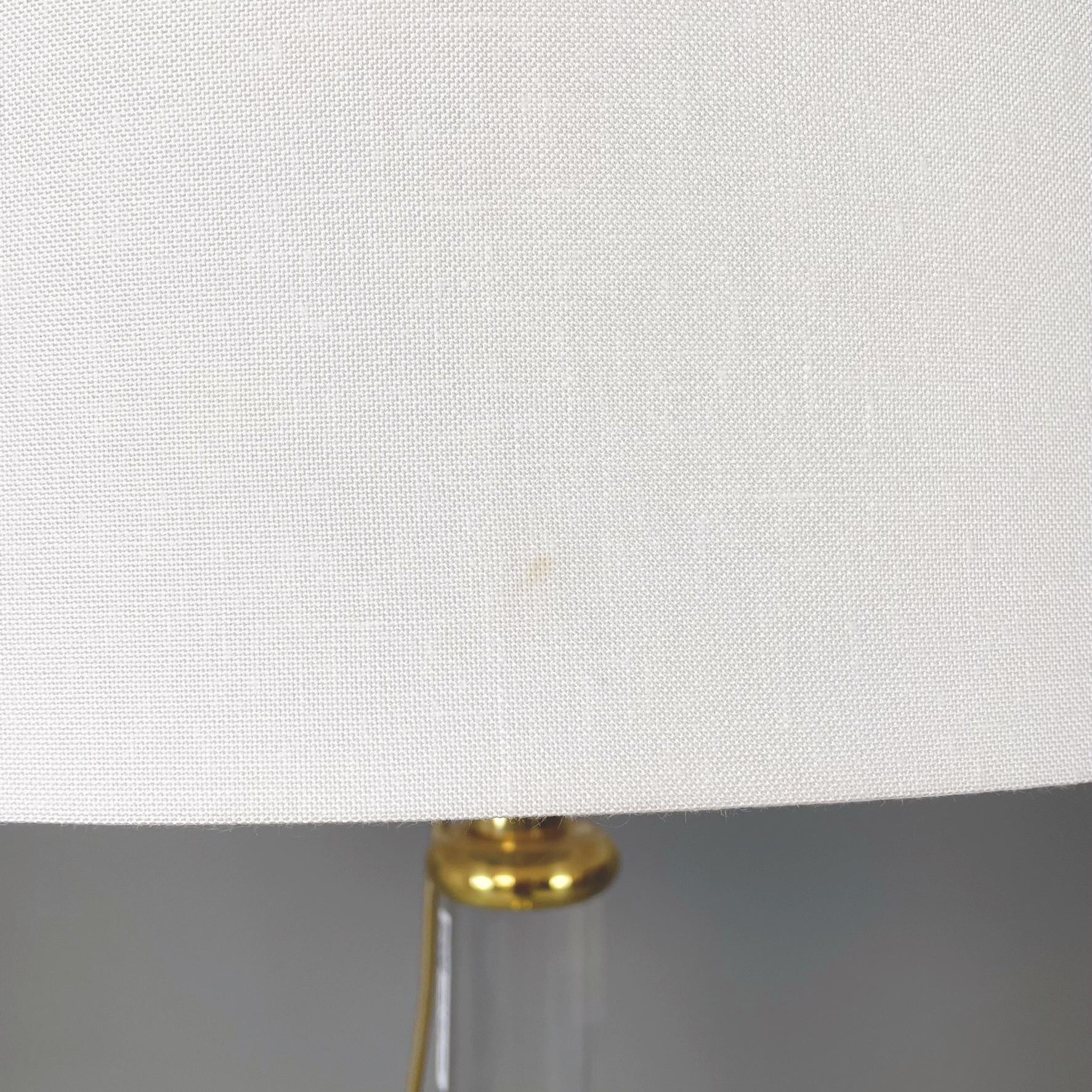 Italian Modern Floor Lamp in White Fabric Lampshade, Plexiglass and Brass, 1980s For Sale 2