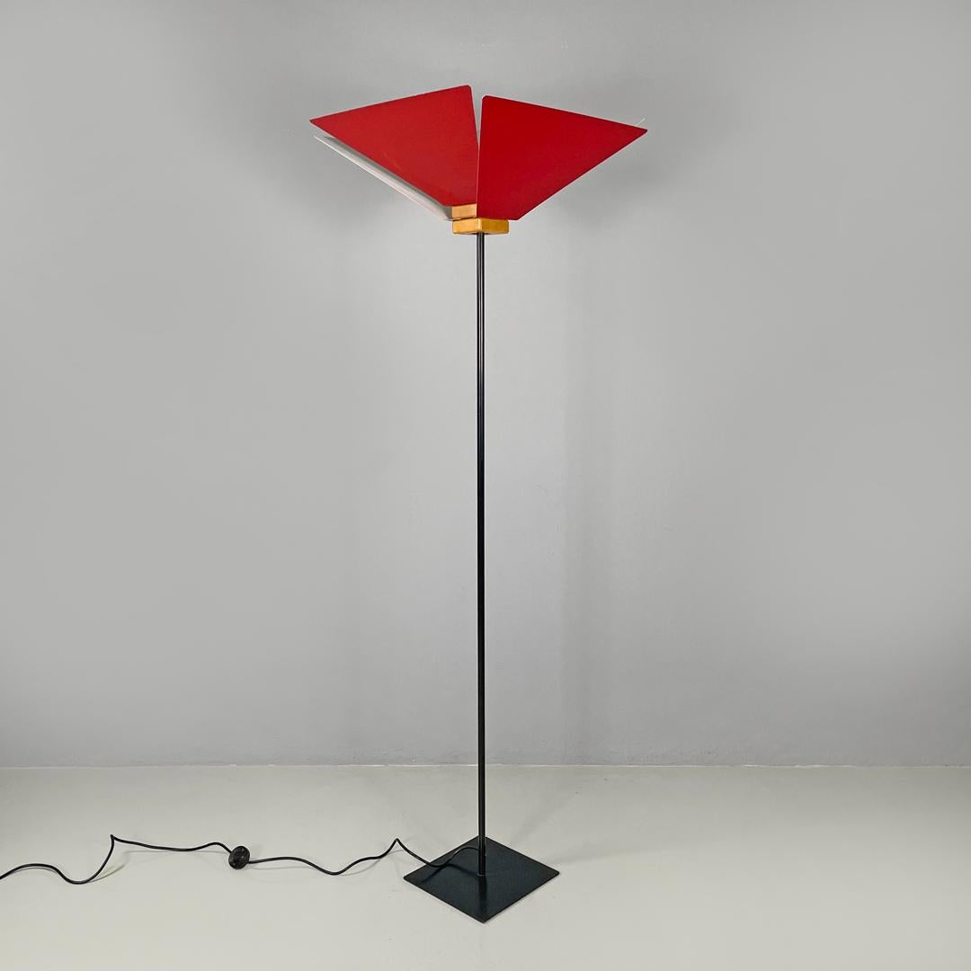 Modern Italian modern floor lamp Kasuko in red metal by De Pas D’Urbino Lomazzi, 1970s For Sale