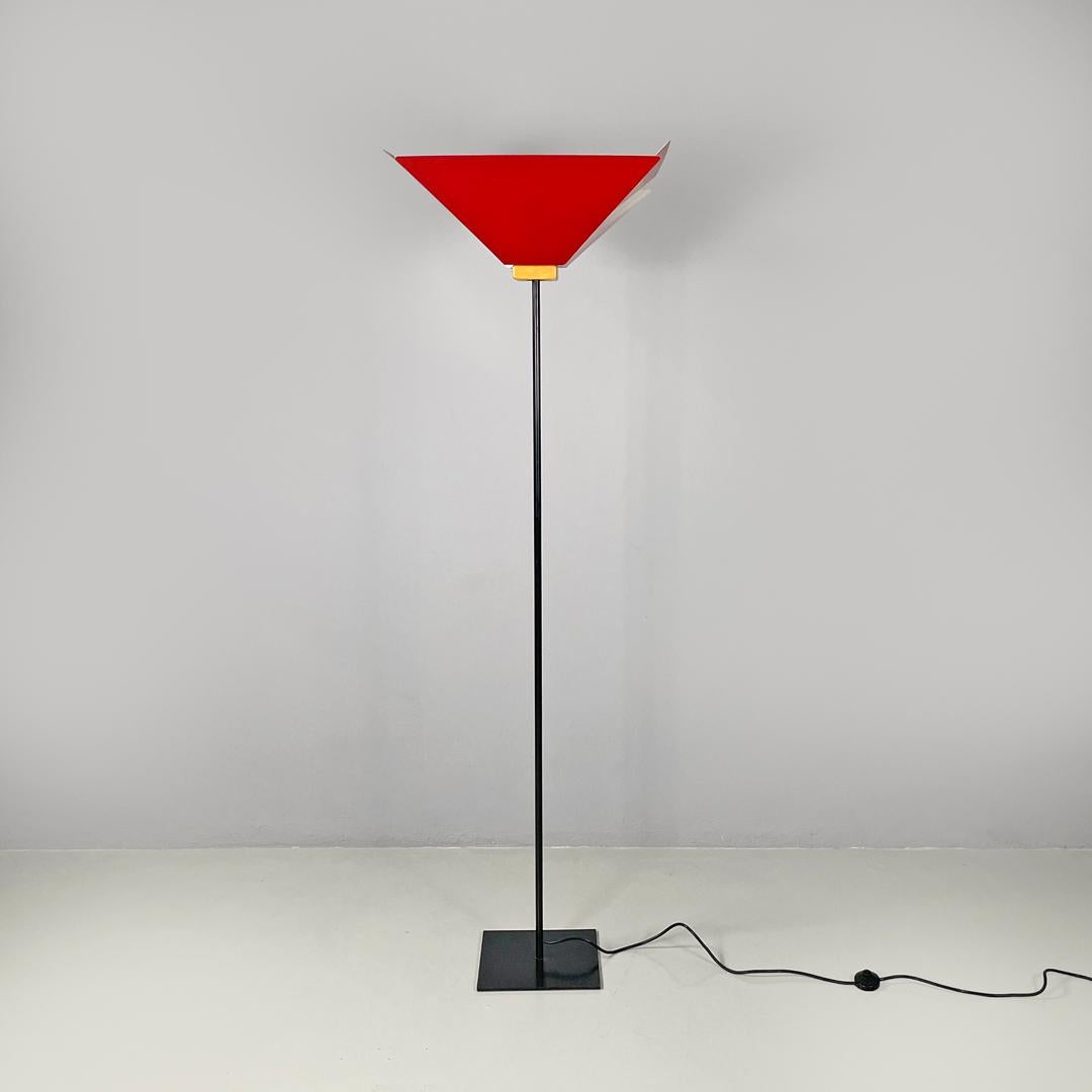 Late 20th Century Italian modern floor lamp Kasuko in red metal by De Pas D’Urbino Lomazzi, 1970s For Sale