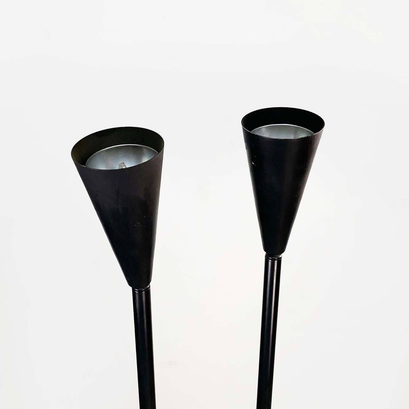 Late 20th Century Italian Modern Floor Lamp Whit Two Light Adjustable in Black Metal, 1990s For Sale