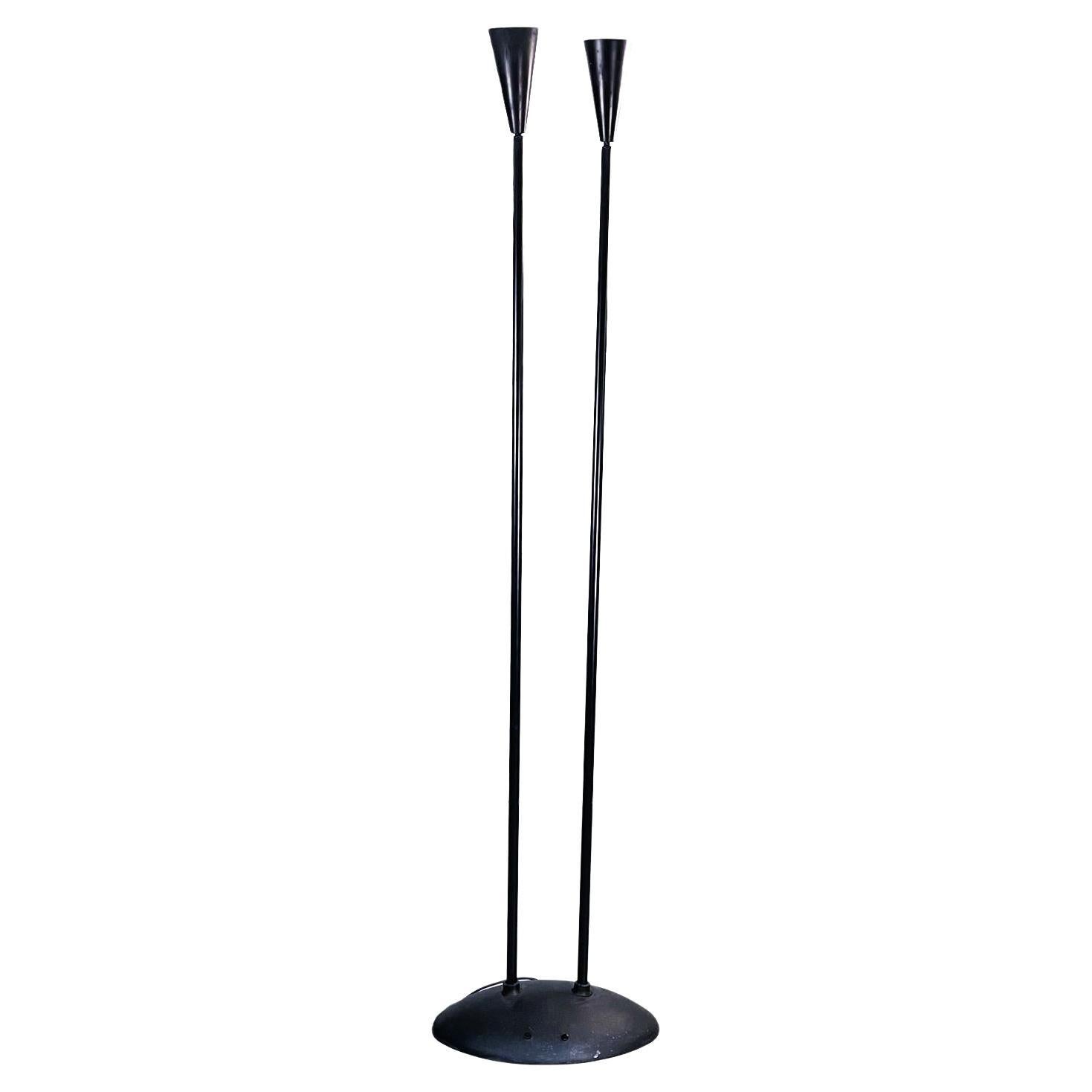 Italian Modern Floor Lamp Whit Two Light Adjustable in Black Metal, 1990s For Sale