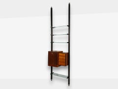 Italian Modern, Floor to Ceiling Bookcase, Stained Wood, Glass, Italy, 1940s