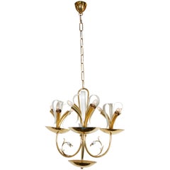 Vintage Italian Modern Floral 1940s-1950s Chandelier