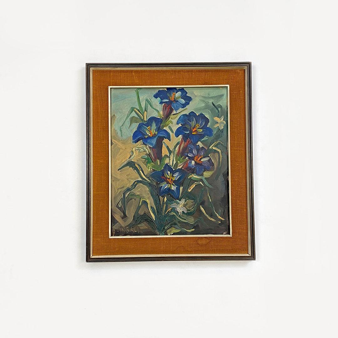 Italian Modern Floral Painting with Frame and Passepartout by Cimbali, 1972 In Good Condition For Sale In MIlano, IT