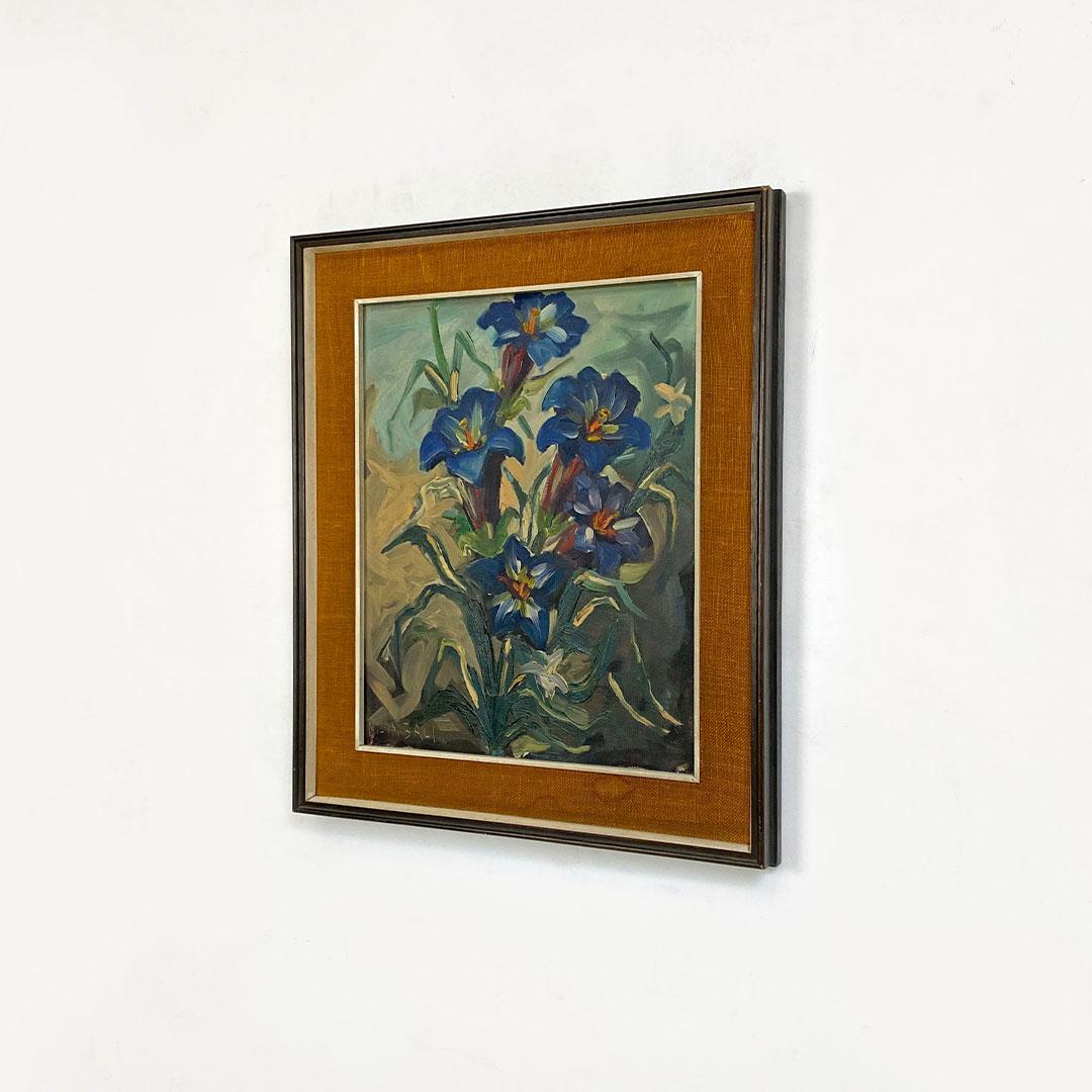 Late 20th Century Italian Modern Floral Painting with Frame and Passepartout by Cimbali, 1972 For Sale