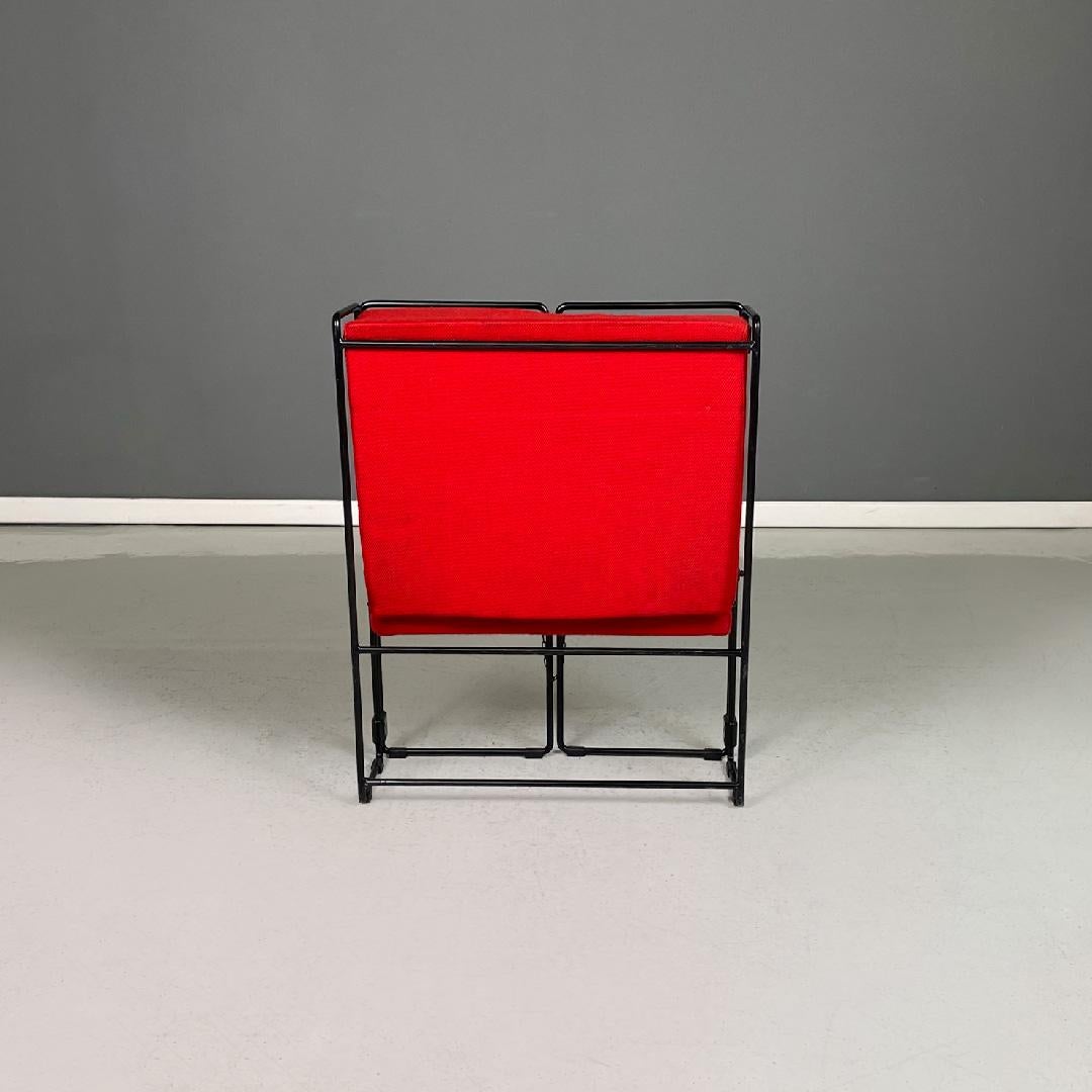 Italian modern foldable red armchairs Jolly Cappai Mainardis for Alfeo, 1980s For Sale 7